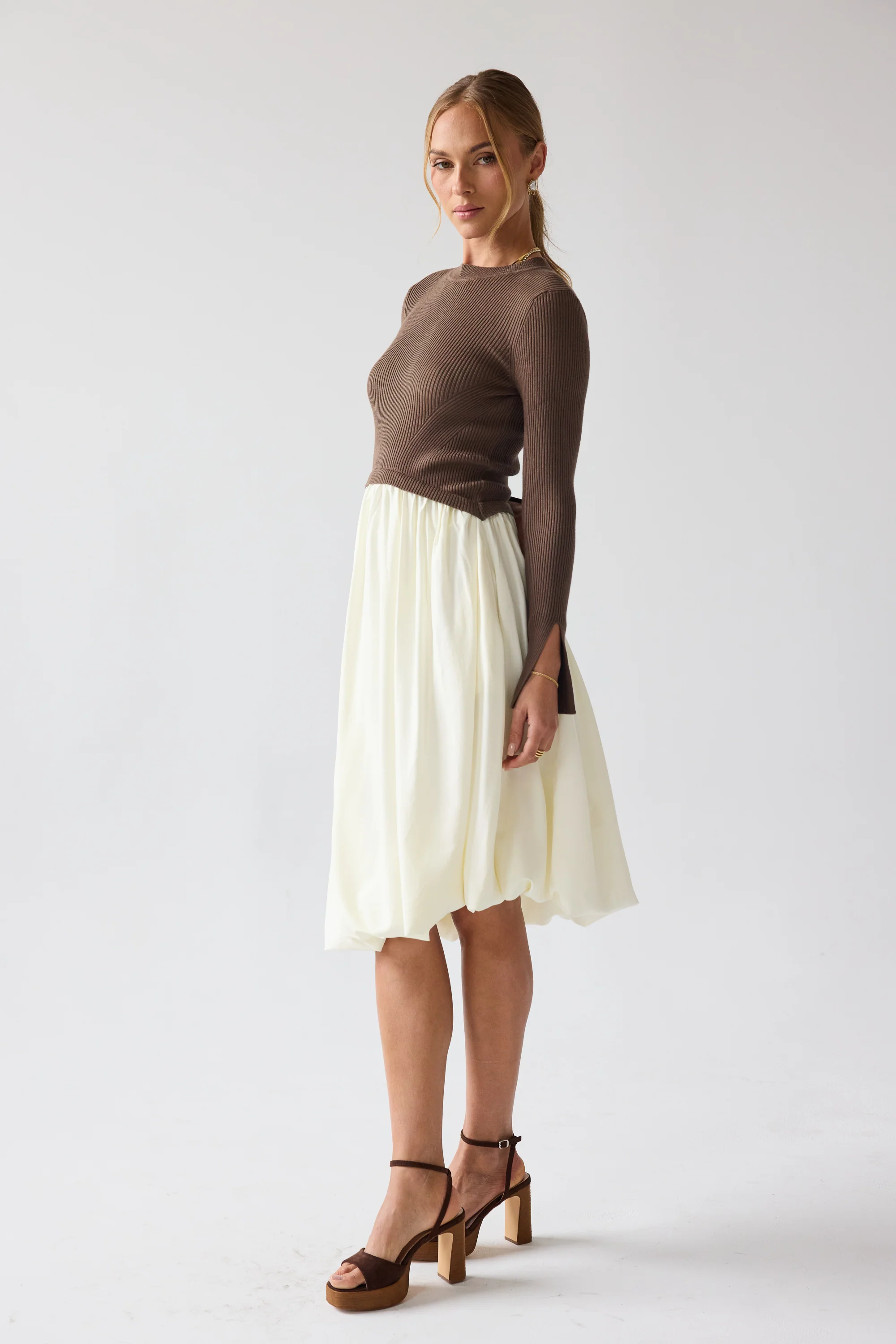 Kaison Mixed Media Midi Dress - FINAL SALE - Image 2