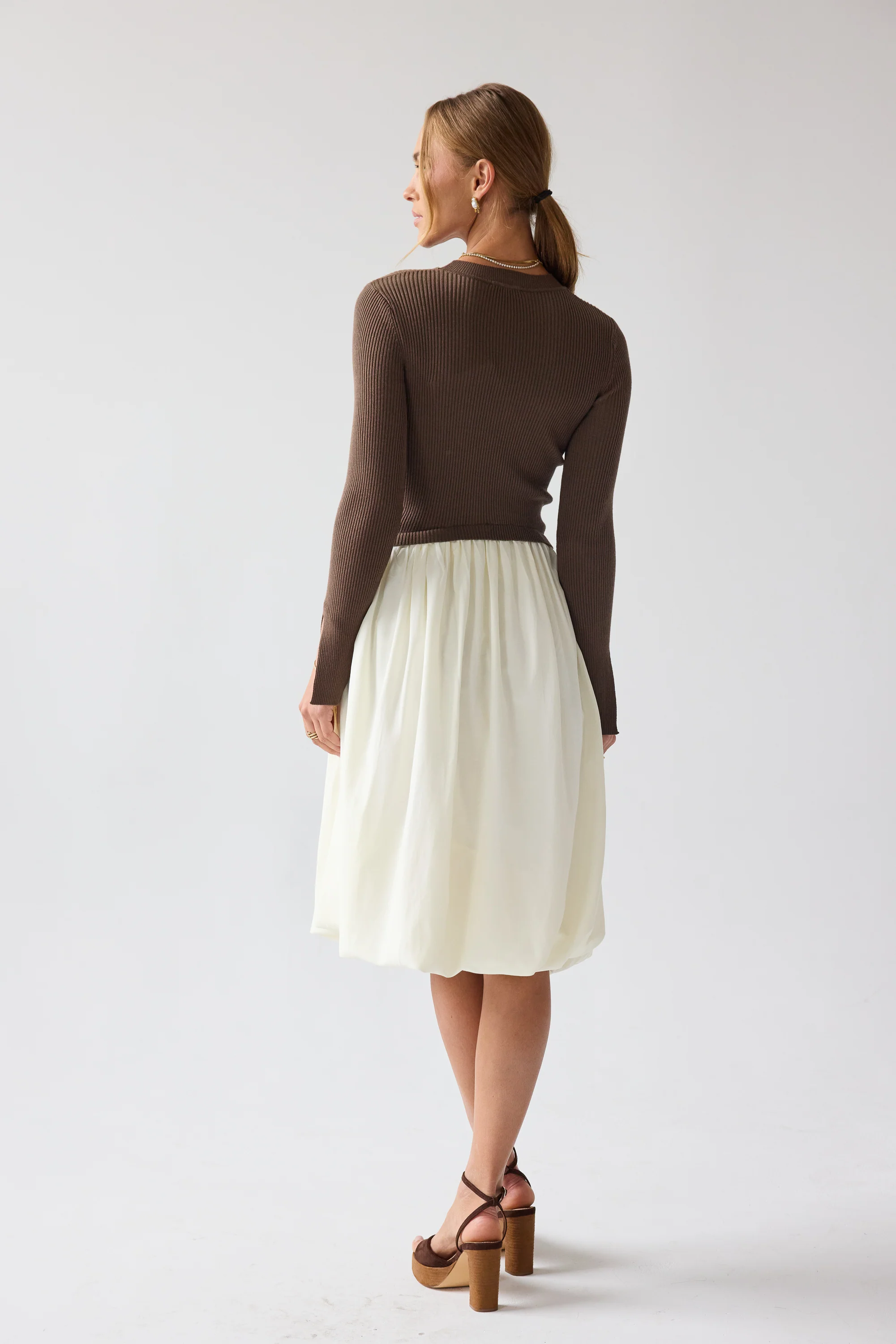 Kaison Mixed Media Midi Dress - FINAL SALE - Image 3