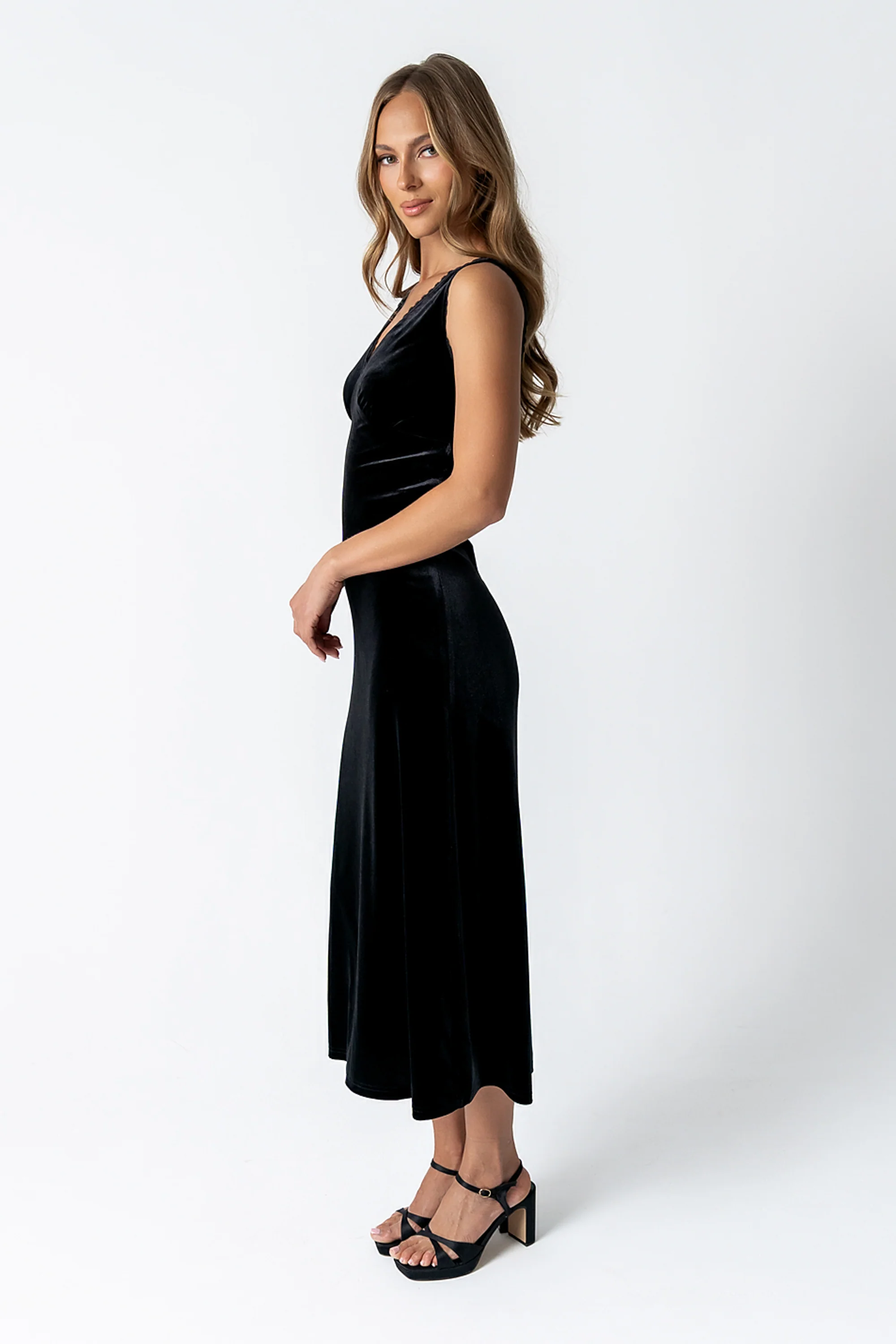 Kalani Velvet Maxi Dress in Black - FINAL SALE - Image 3