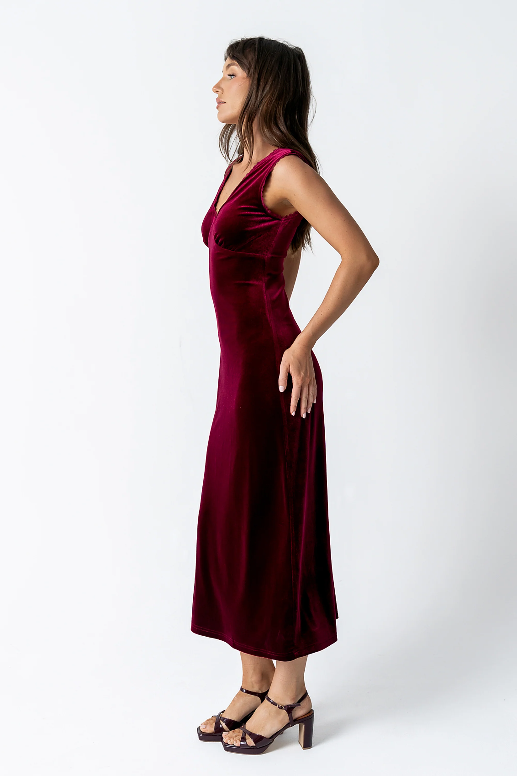 Kalani Velvet Maxi Dress in Burgundy - FINAL SALE - Image 4