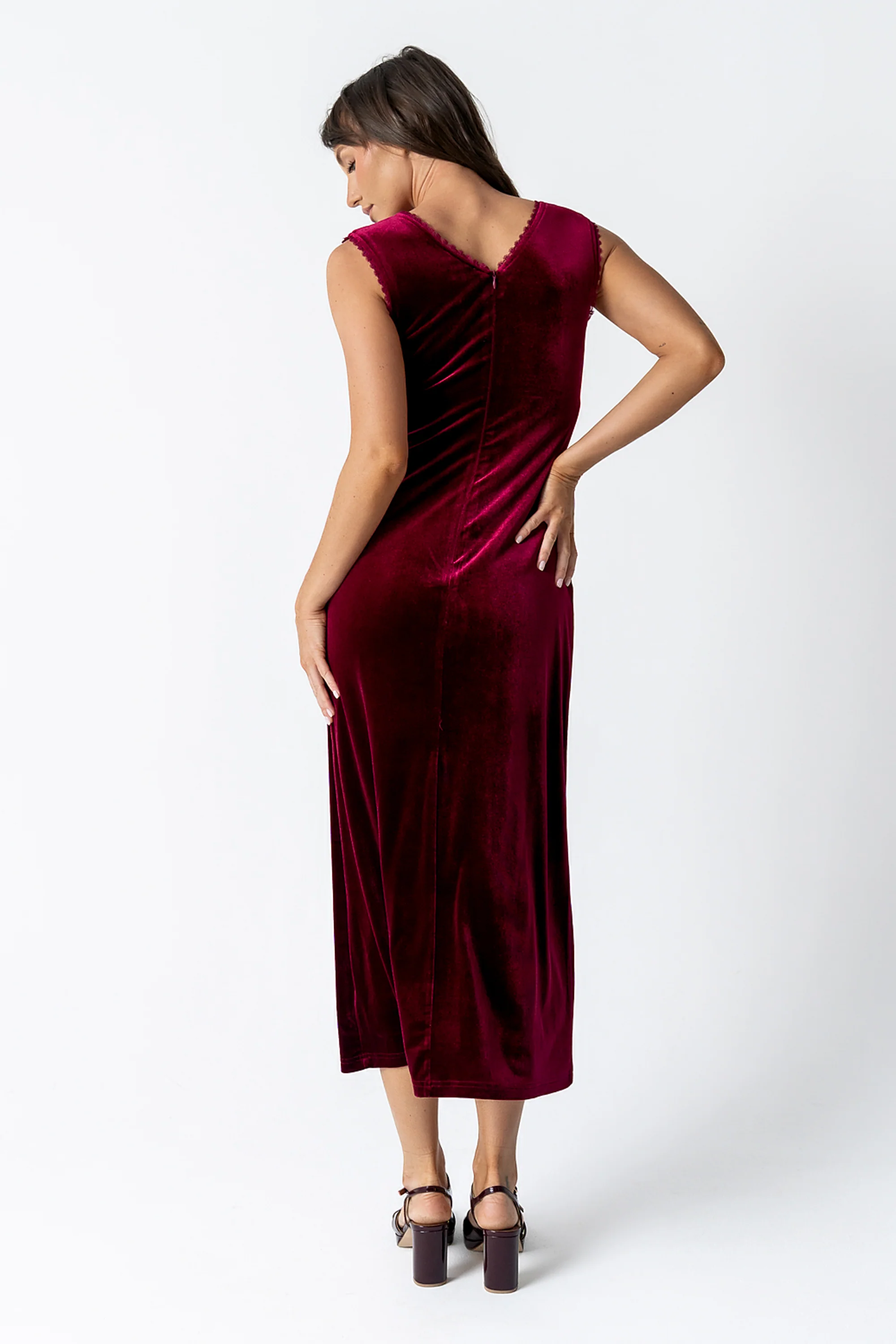 Kalani Velvet Maxi Dress in Burgundy - FINAL SALE - Image 5