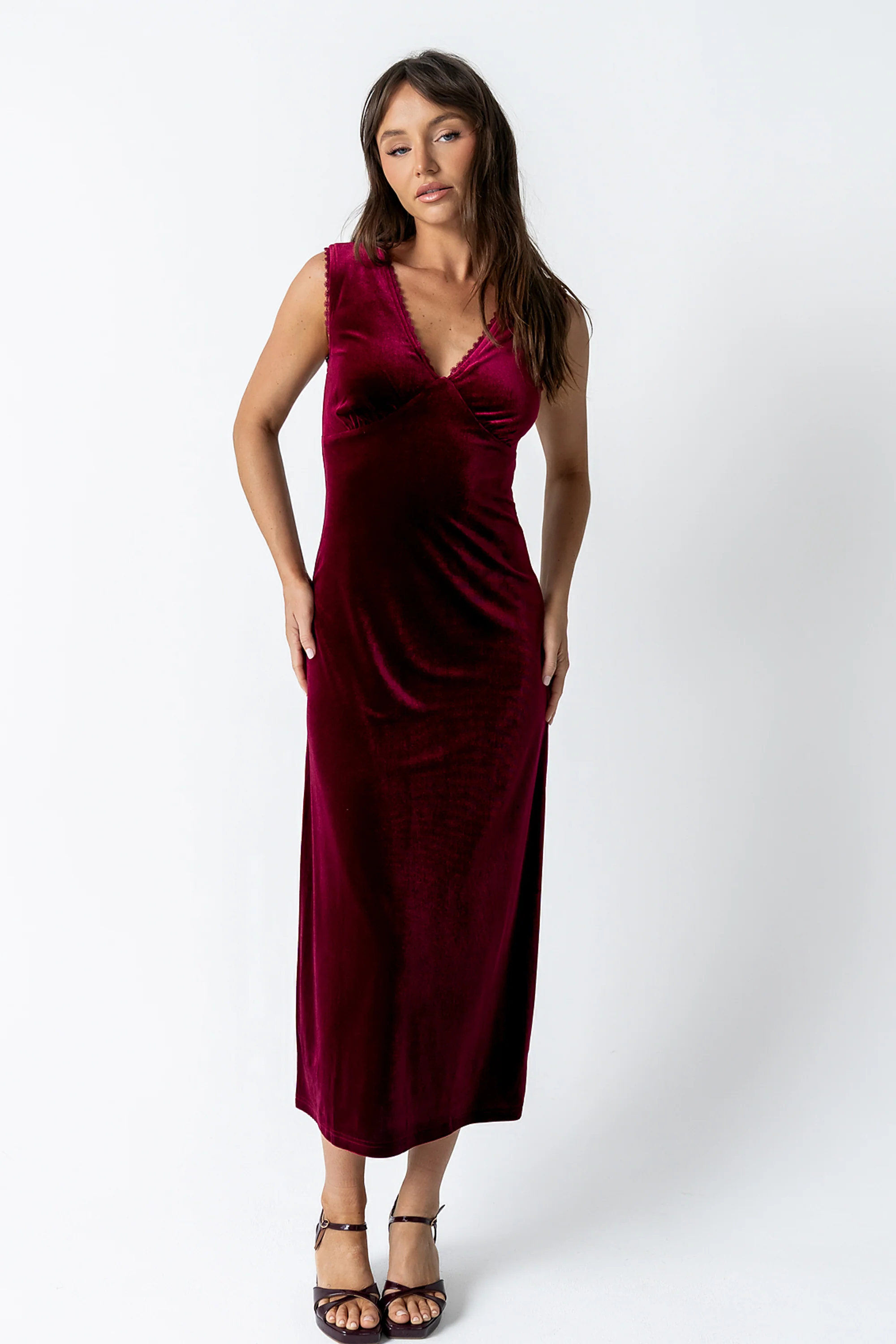 Kalani Velvet Maxi Dress in Burgundy - FINAL SALE - Image 8