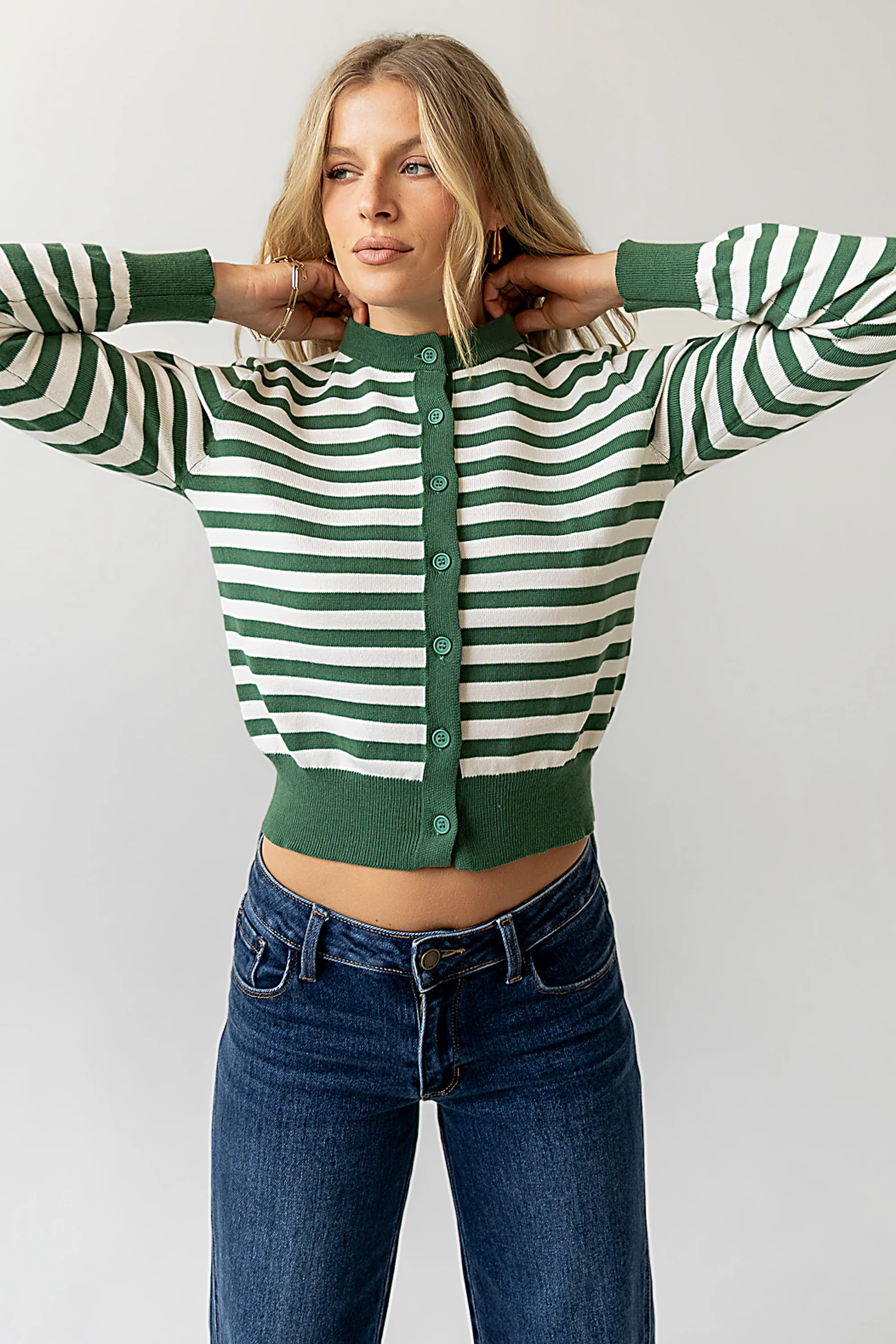 Kali Striped Sweater in Green - FINAL SALE - Image 3