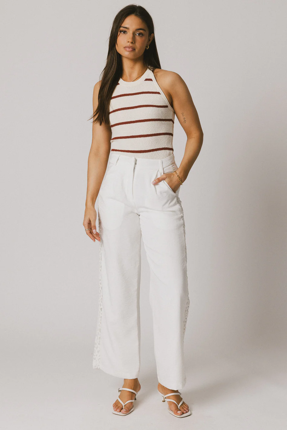 Kamari Striped Tank Top in Marsala - FINAL SALE - Image 2