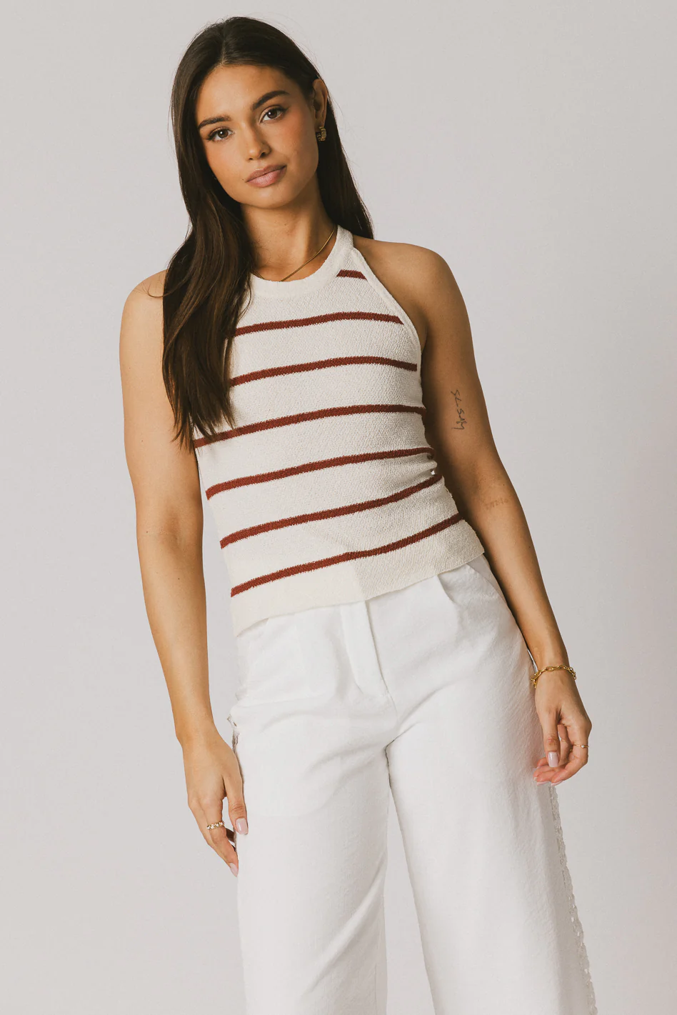 Kamari Striped Tank Top in Marsala - FINAL SALE - Image 3