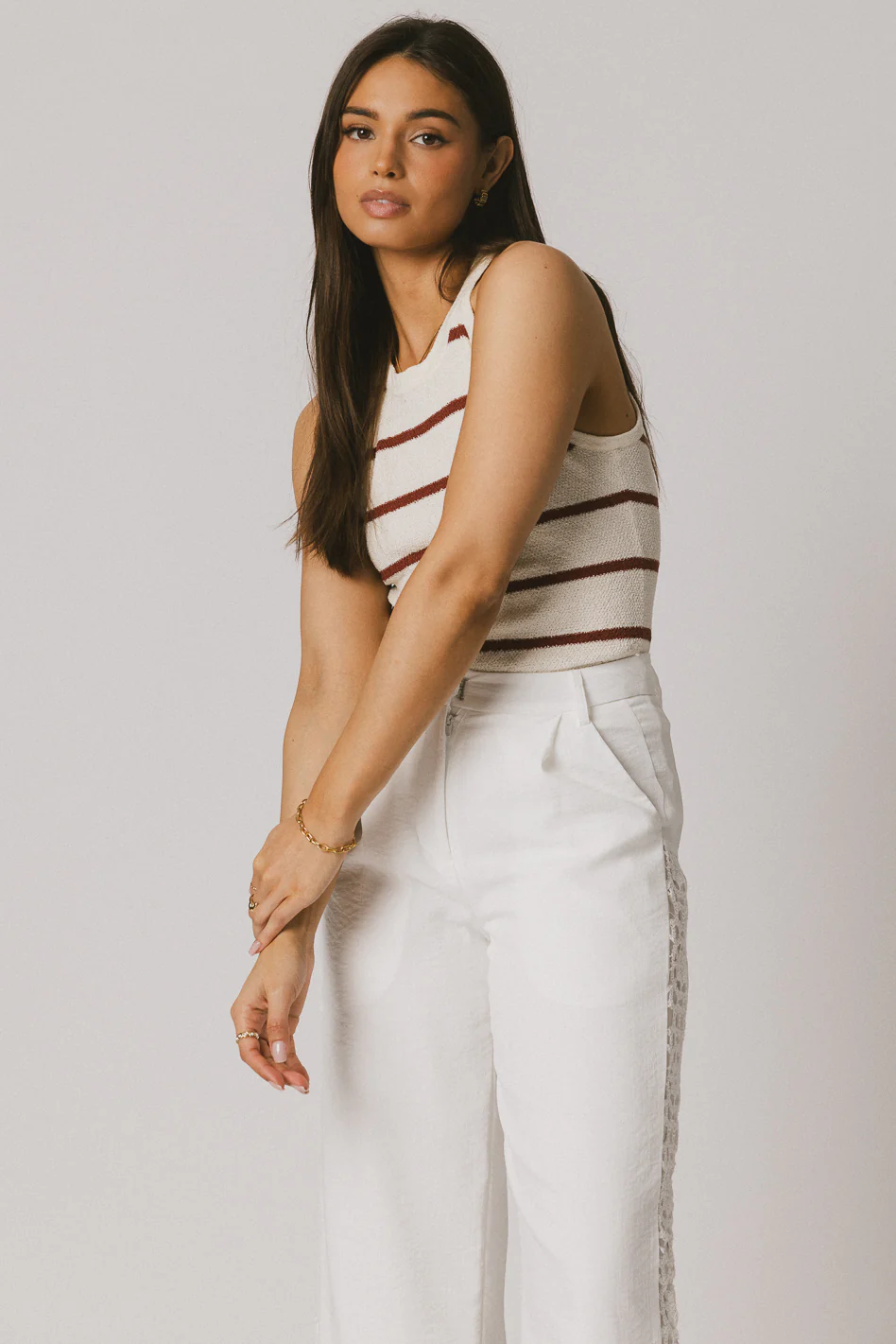 Kamari Striped Tank Top in Marsala - FINAL SALE - Image 4