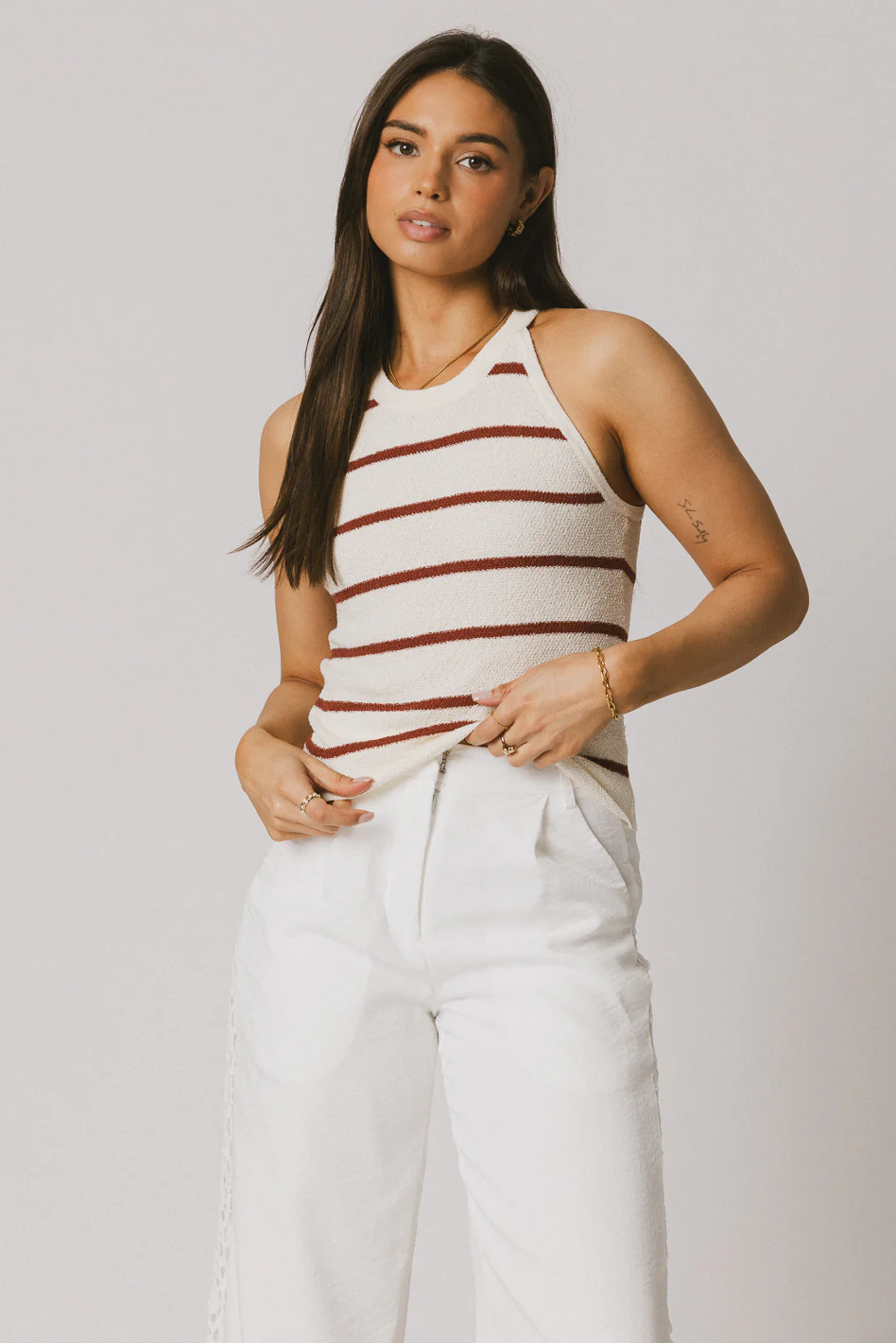 Kamari Striped Tank Top in Marsala - FINAL SALE - Image 5