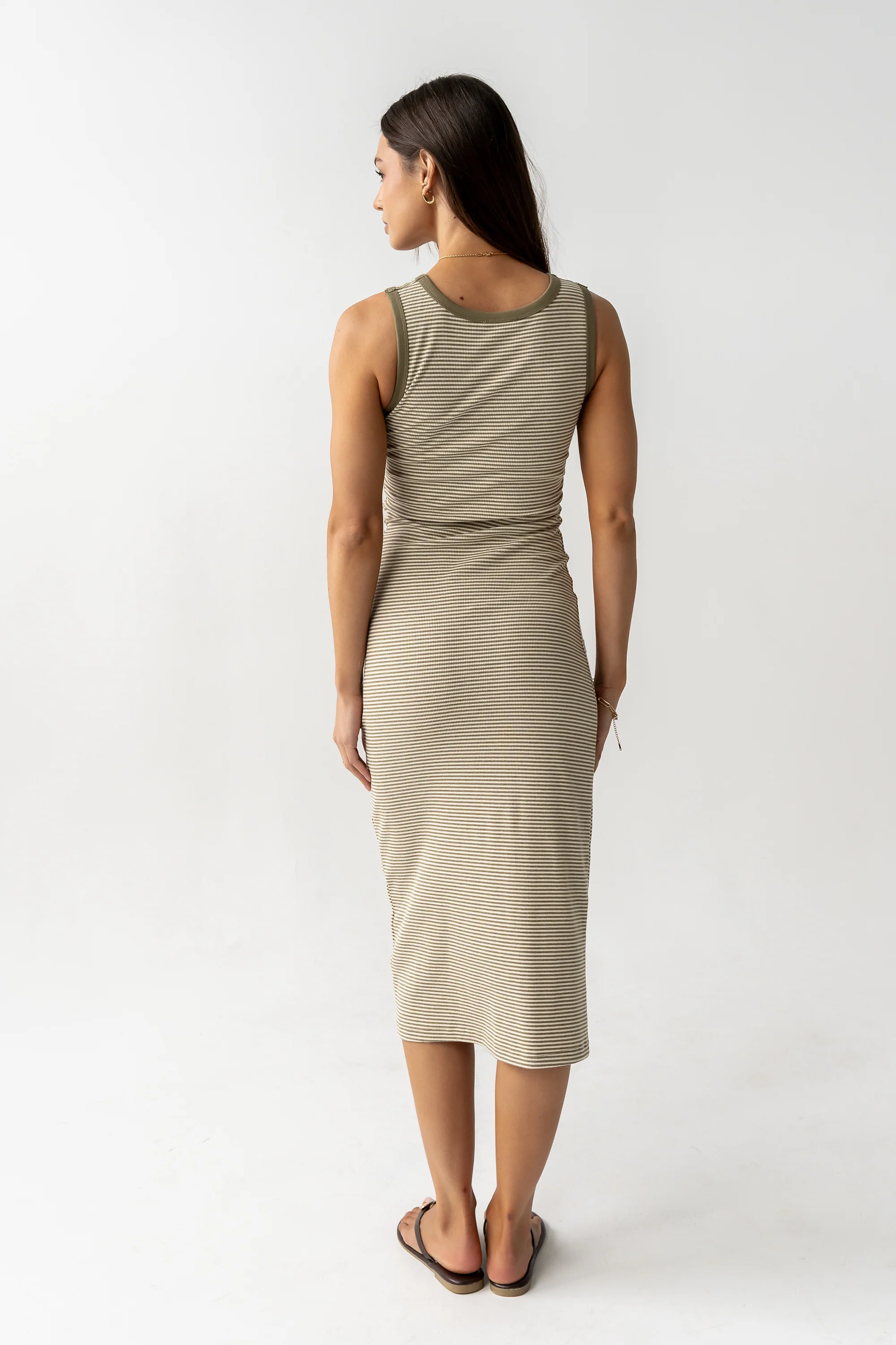 Kamber Striped Midi Tank Dress in Green - Image 6