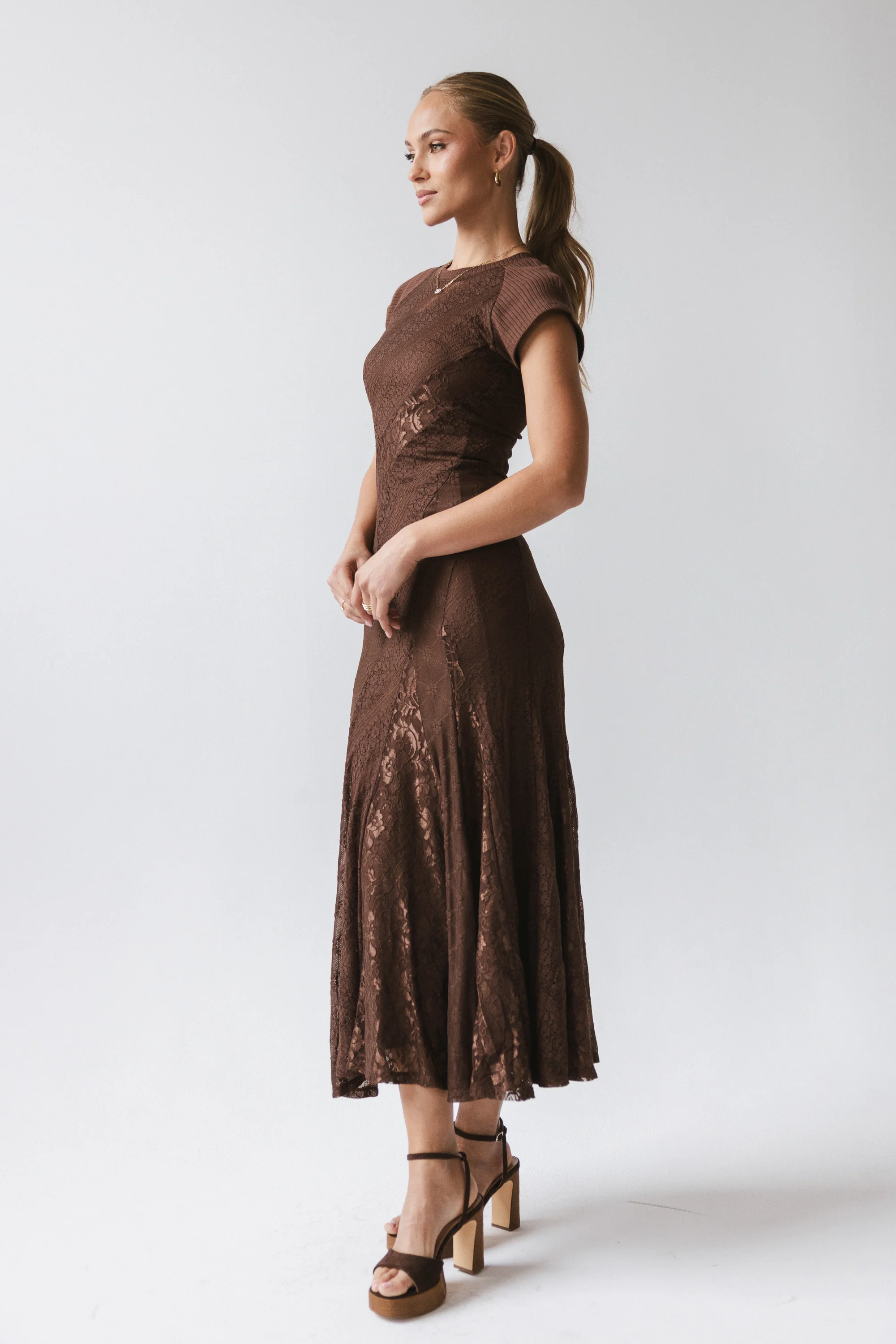Kameron Lace Maxi Dress in Brown - Image 4