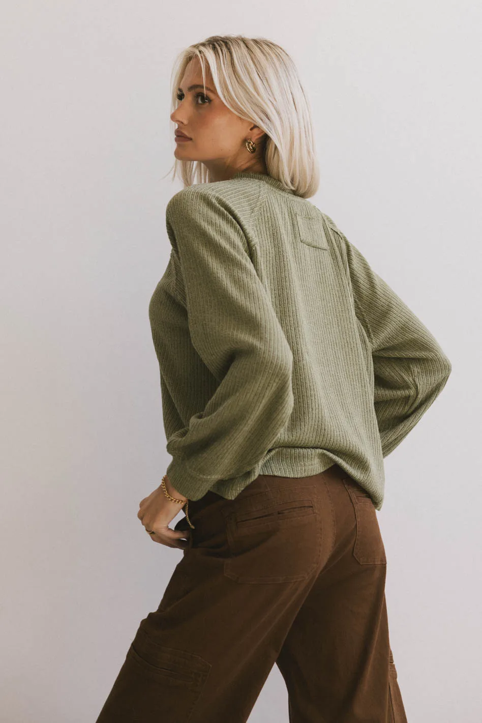 Kami Henley Top in Olive - FINAL SALE - Image 3