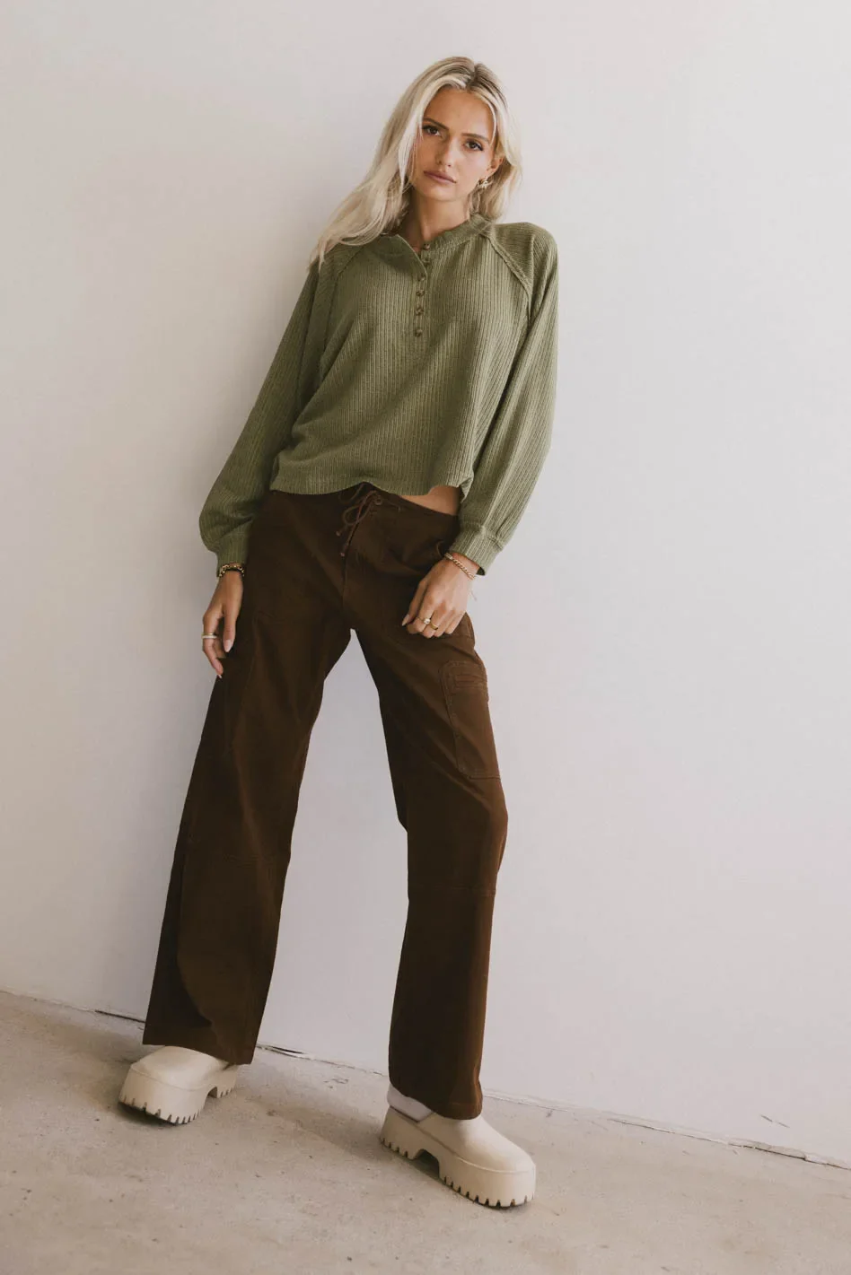 Kami Henley Top in Olive - FINAL SALE - Image 4
