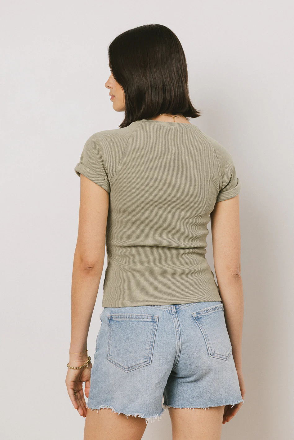 Kammie Ribbed Basic Tee in Sage - FINAL SALE - Image 5