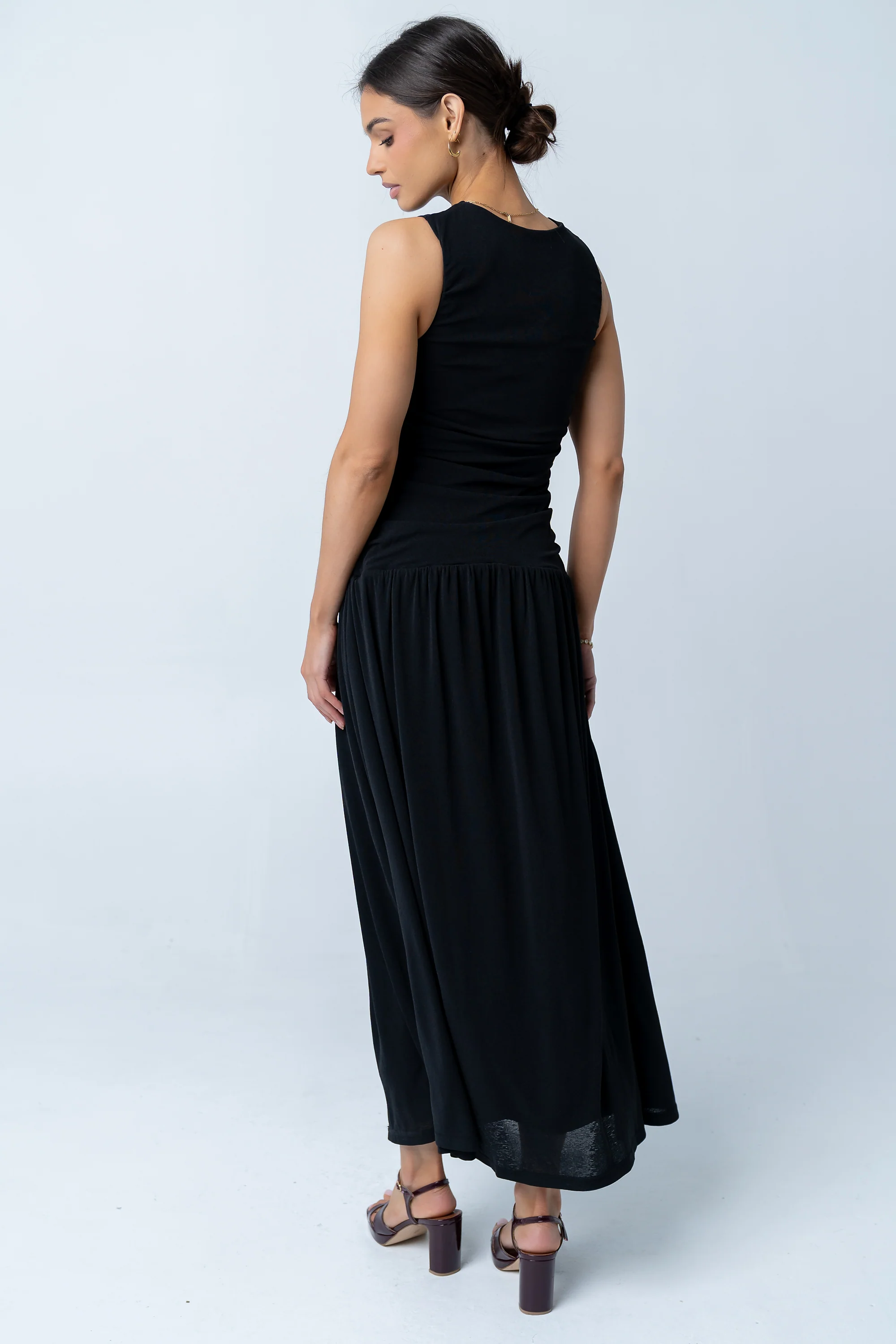 Kandi Ruched Maxi Dress in Black - Image 11
