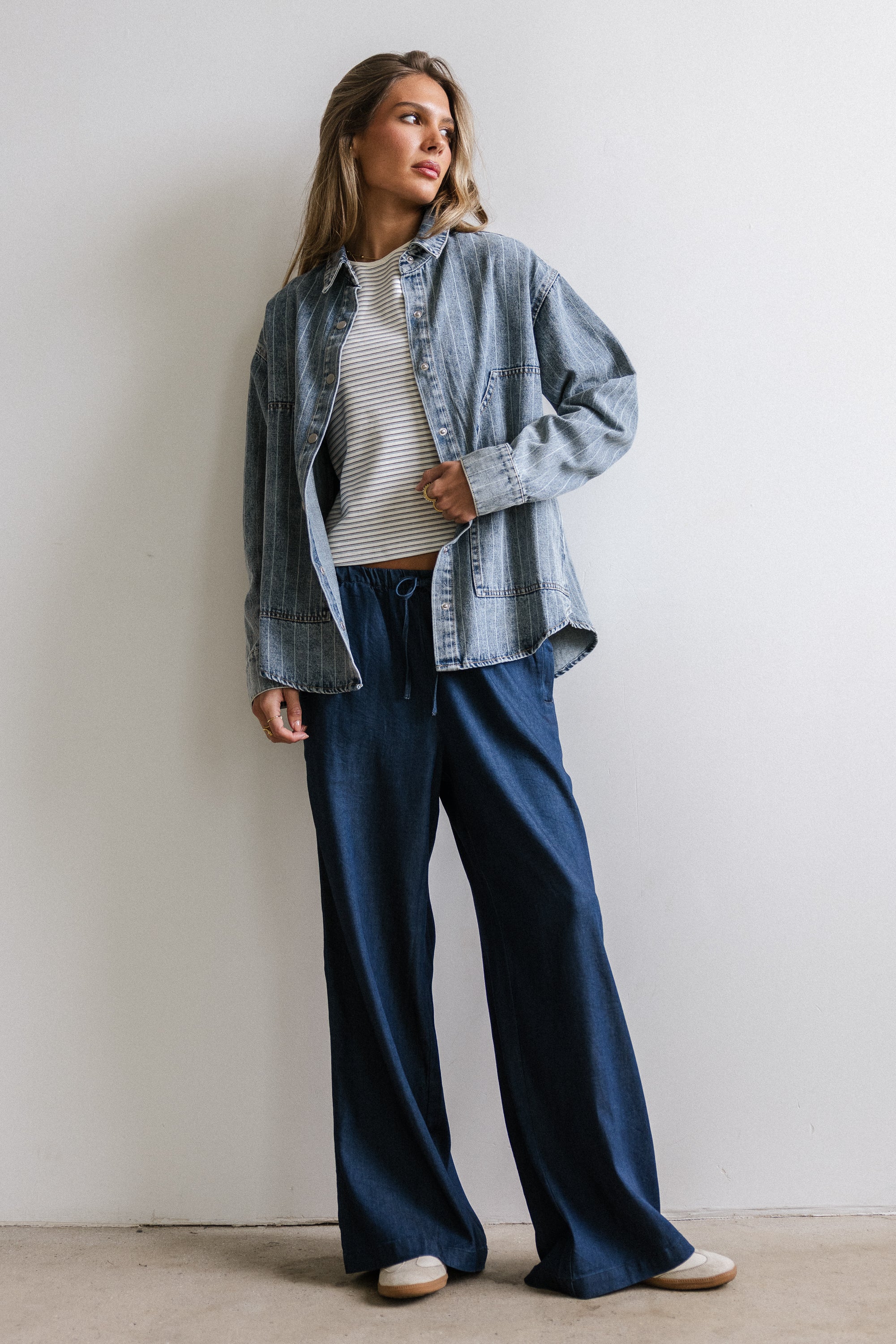 Kandy Striped Denim Shacket - FINAL SALE - Image 4