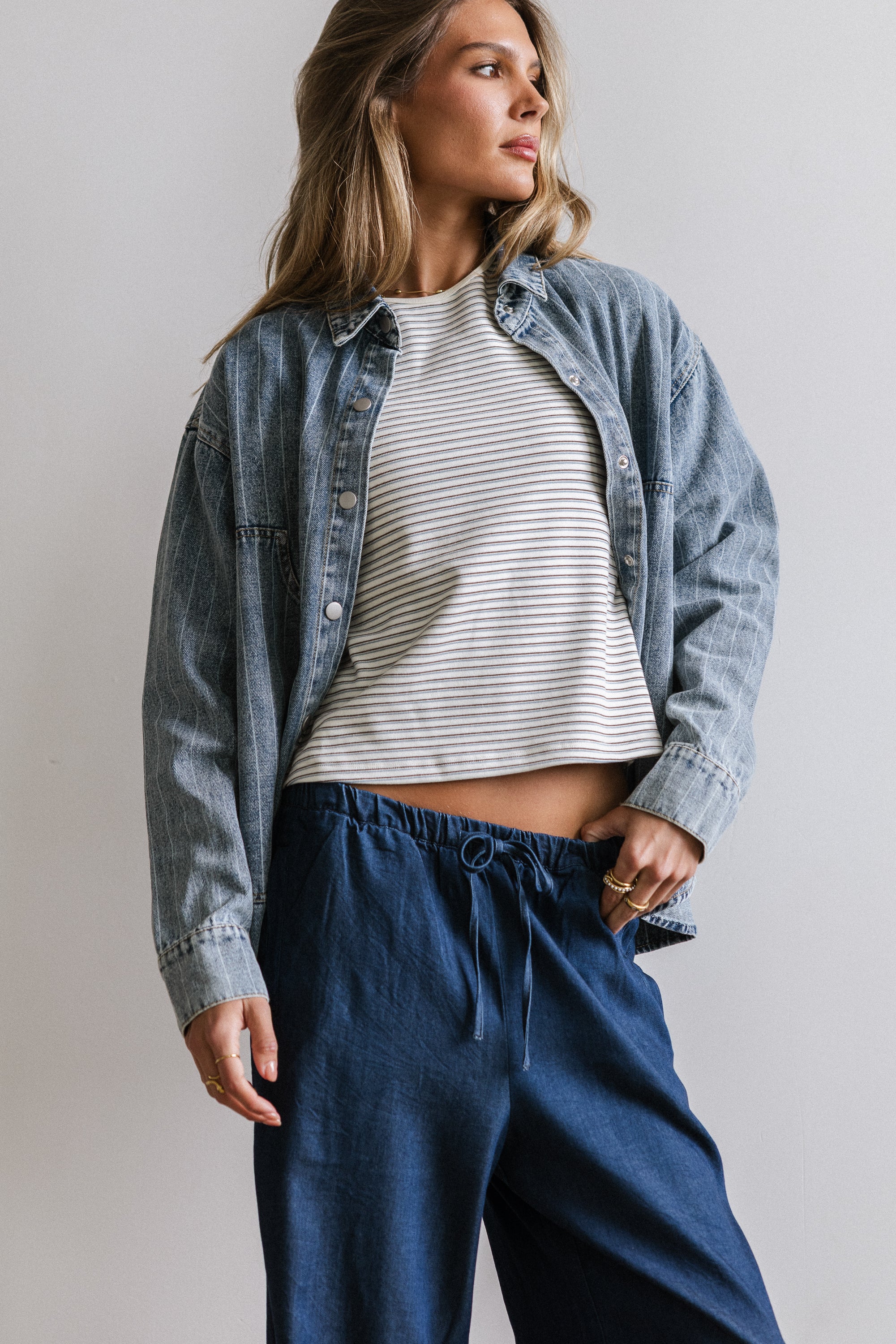 Kandy Striped Denim Shacket - FINAL SALE - Image 7
