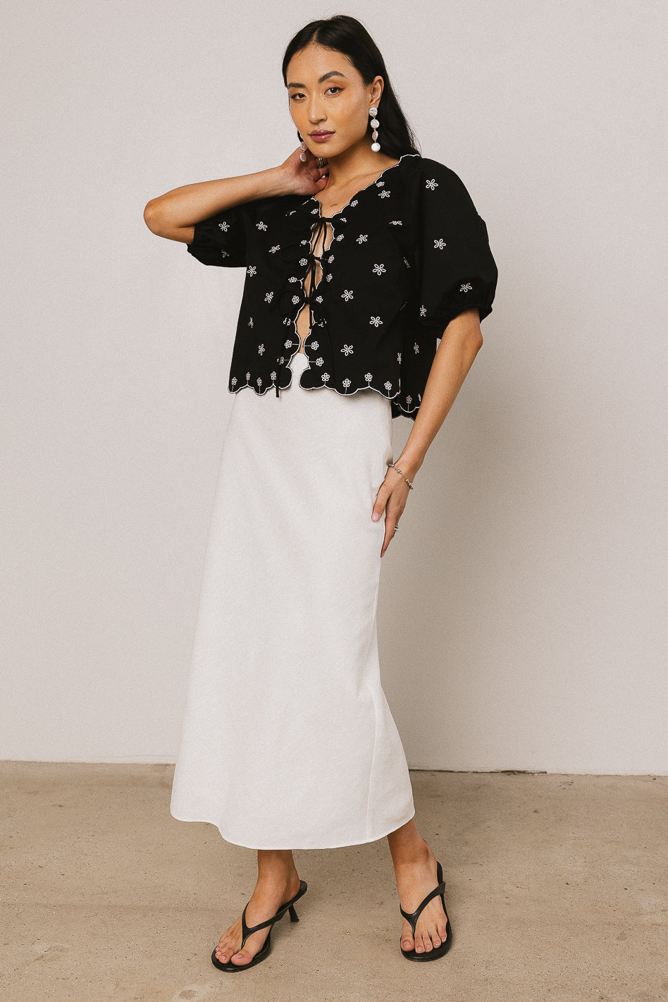 Kara Embroidered Blouse in Black - FINAL SALE - Image 3