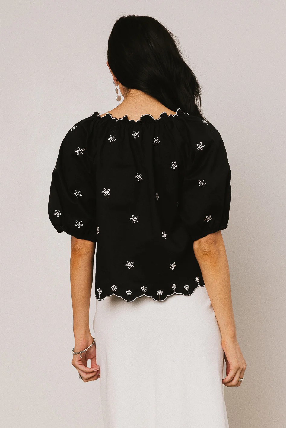 Kara Embroidered Blouse in Black - FINAL SALE - Image 4