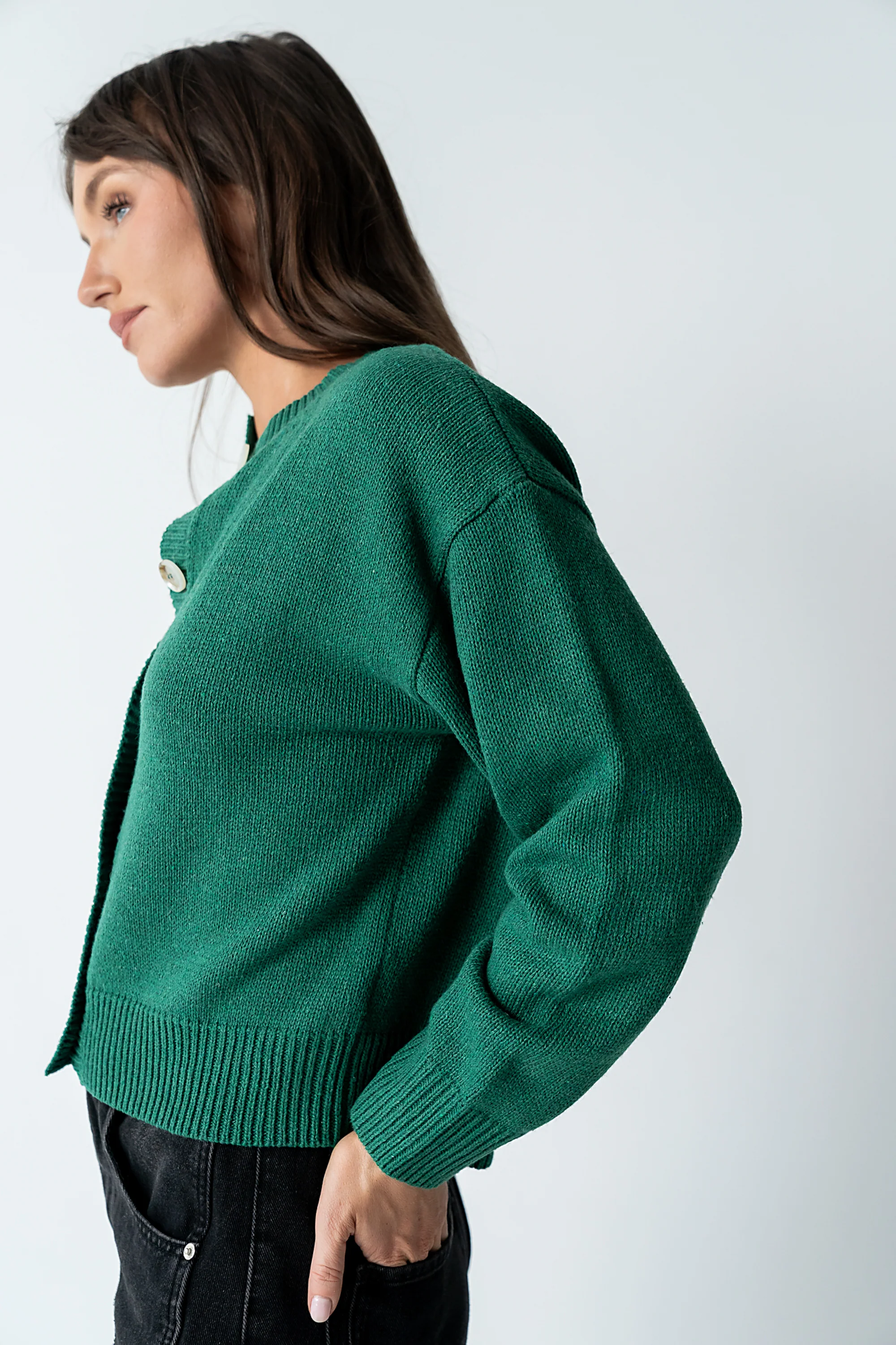 Kasen Knit Cardigan in Green - FINAL SALE - Image 2