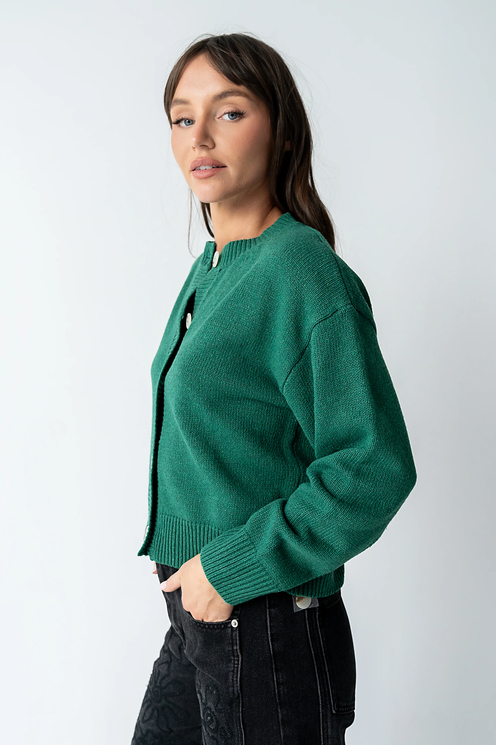 Kasen Knit Cardigan in Green - FINAL SALE - Image 5