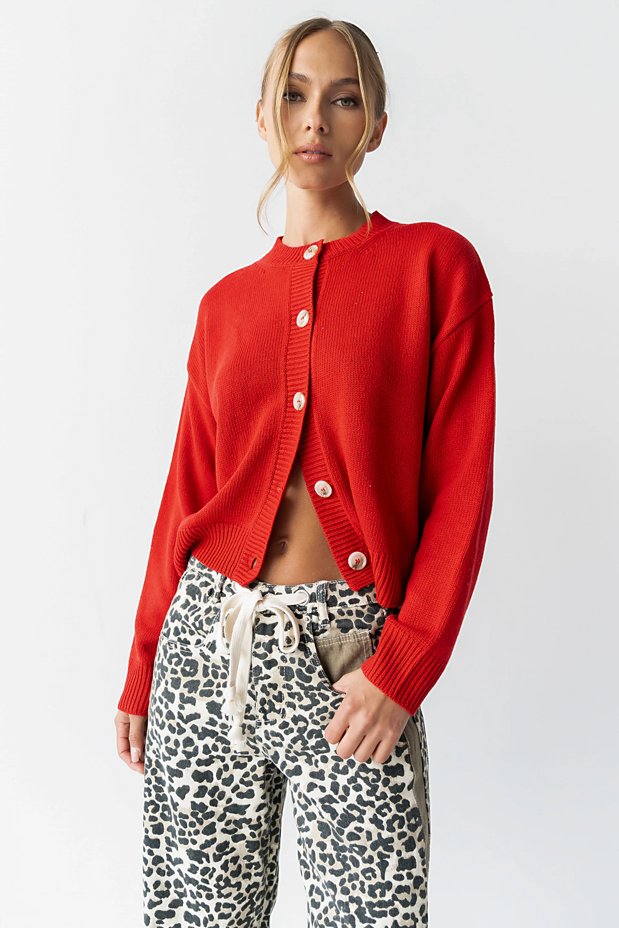 Kasen Knit Cardigan in Red - FINAL SALE - Image 6