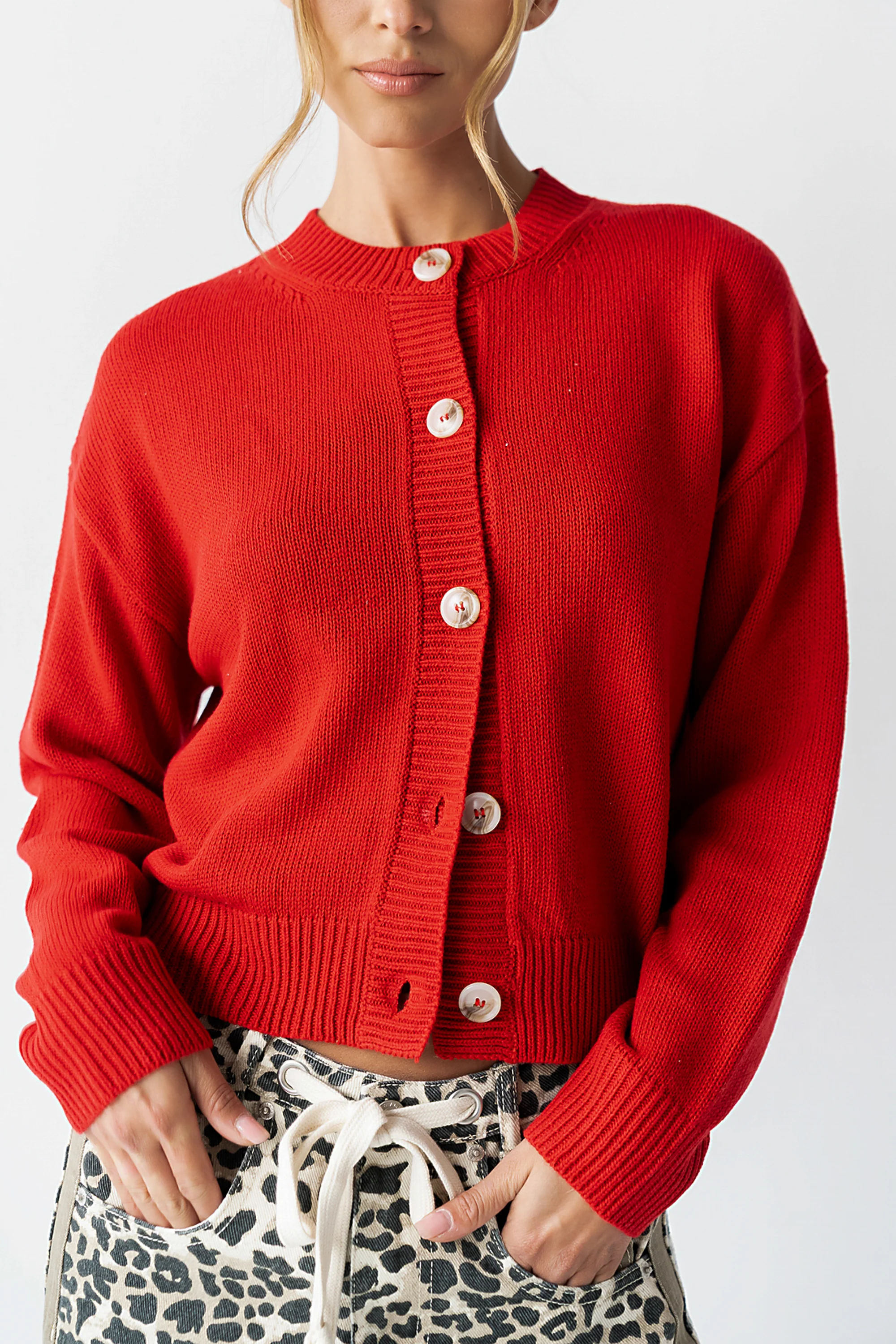 Kasen Knit Cardigan in Red - FINAL SALE - Image 7