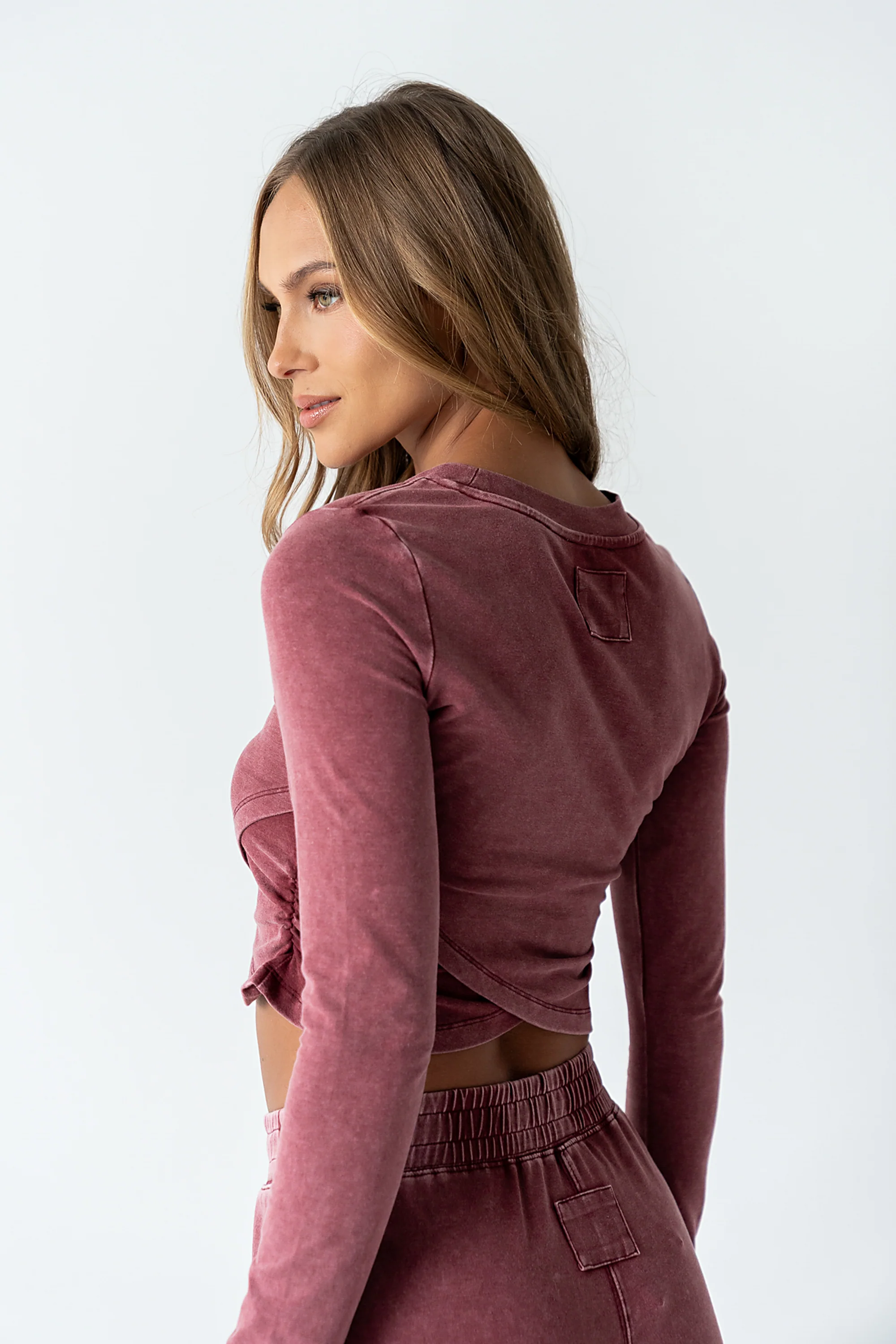 Kassie Crossover Crop Top in Berry - FINAL SALE - Image 3
