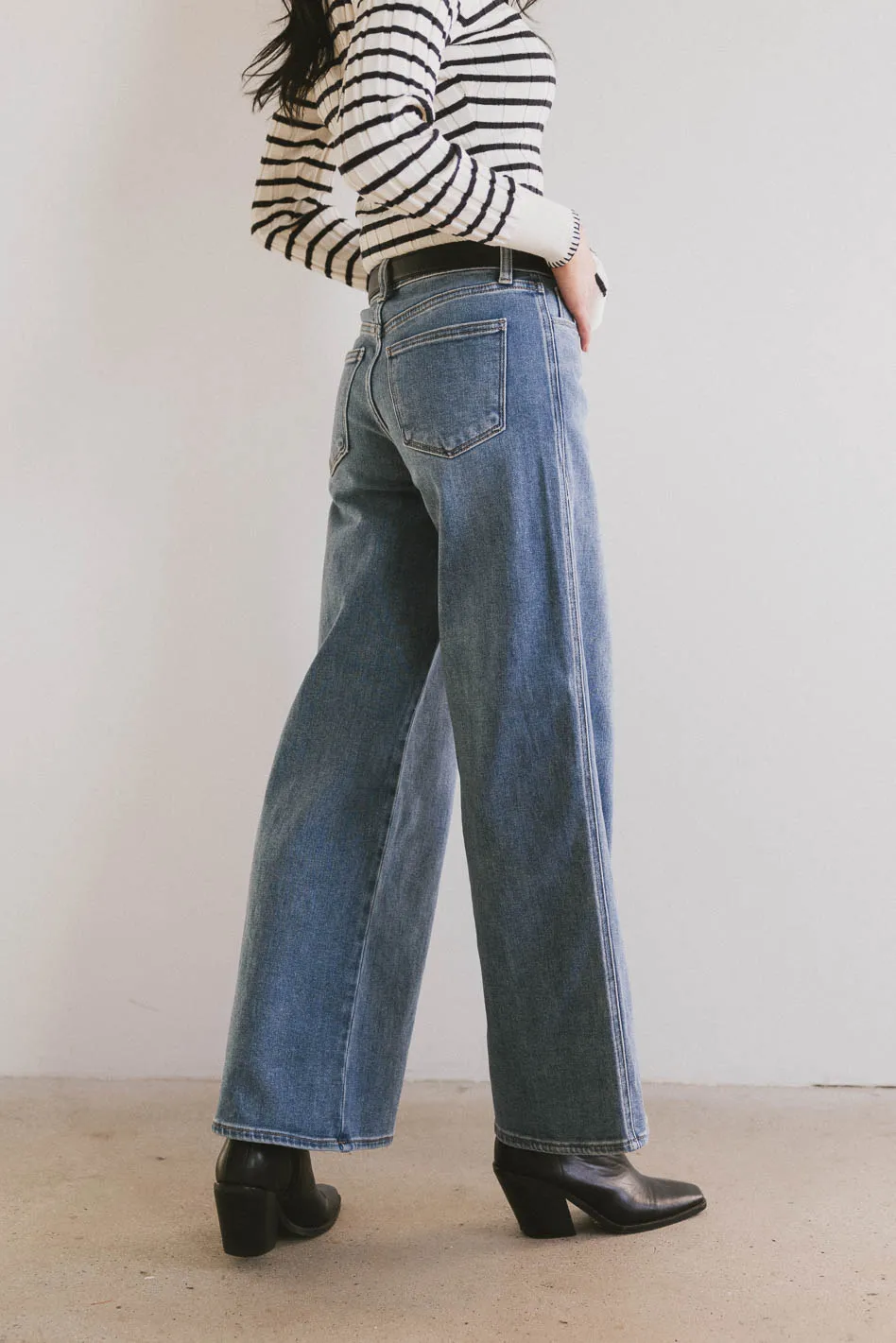 Kate Wide Leg Jeans in Medium Wash - FINAL SALE - Image 6