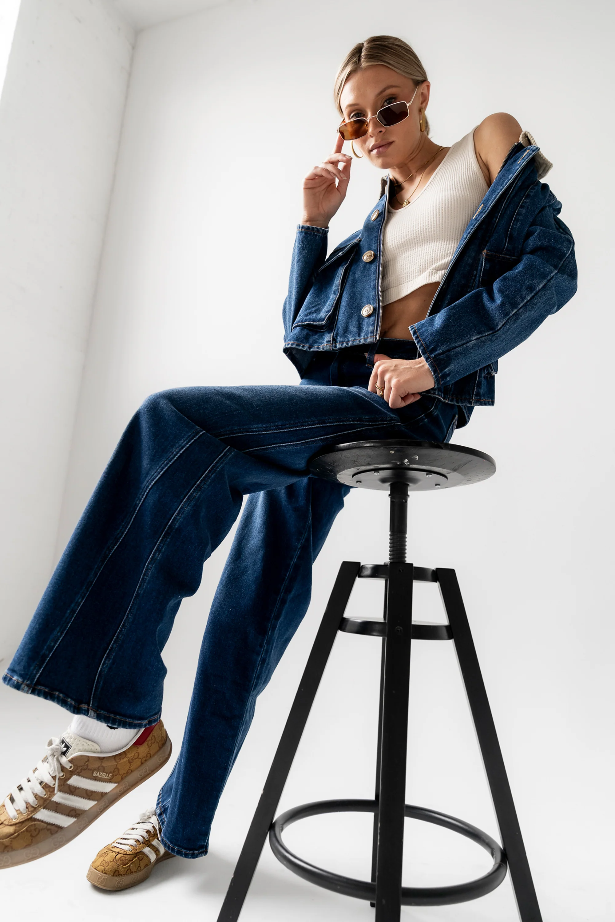 Kate Wide Leg Jeans in Dark Wash - Image 2