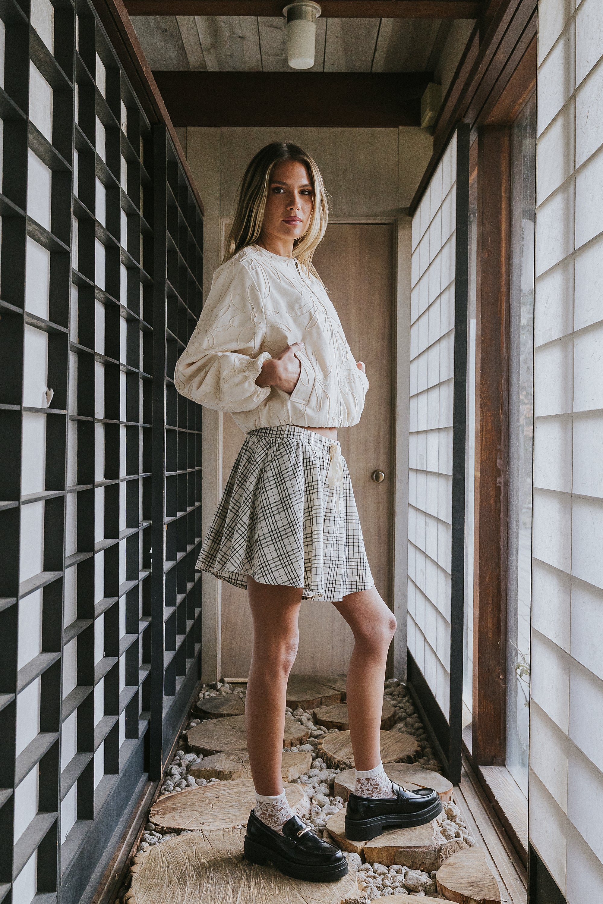 Katherine Plaid Shorts in Black - Image 8