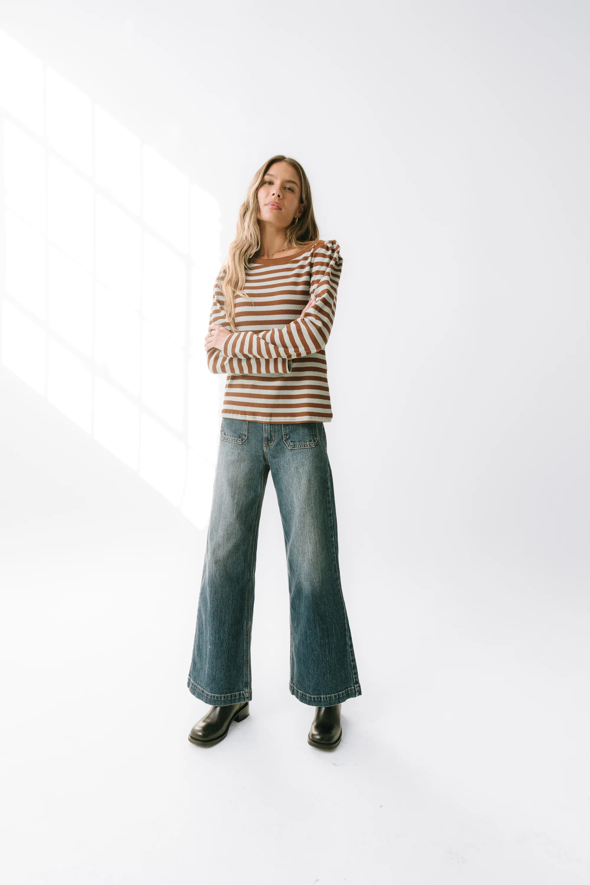 Kathy Waffle Knit Top in Brown - FINAL SALE - Image 4