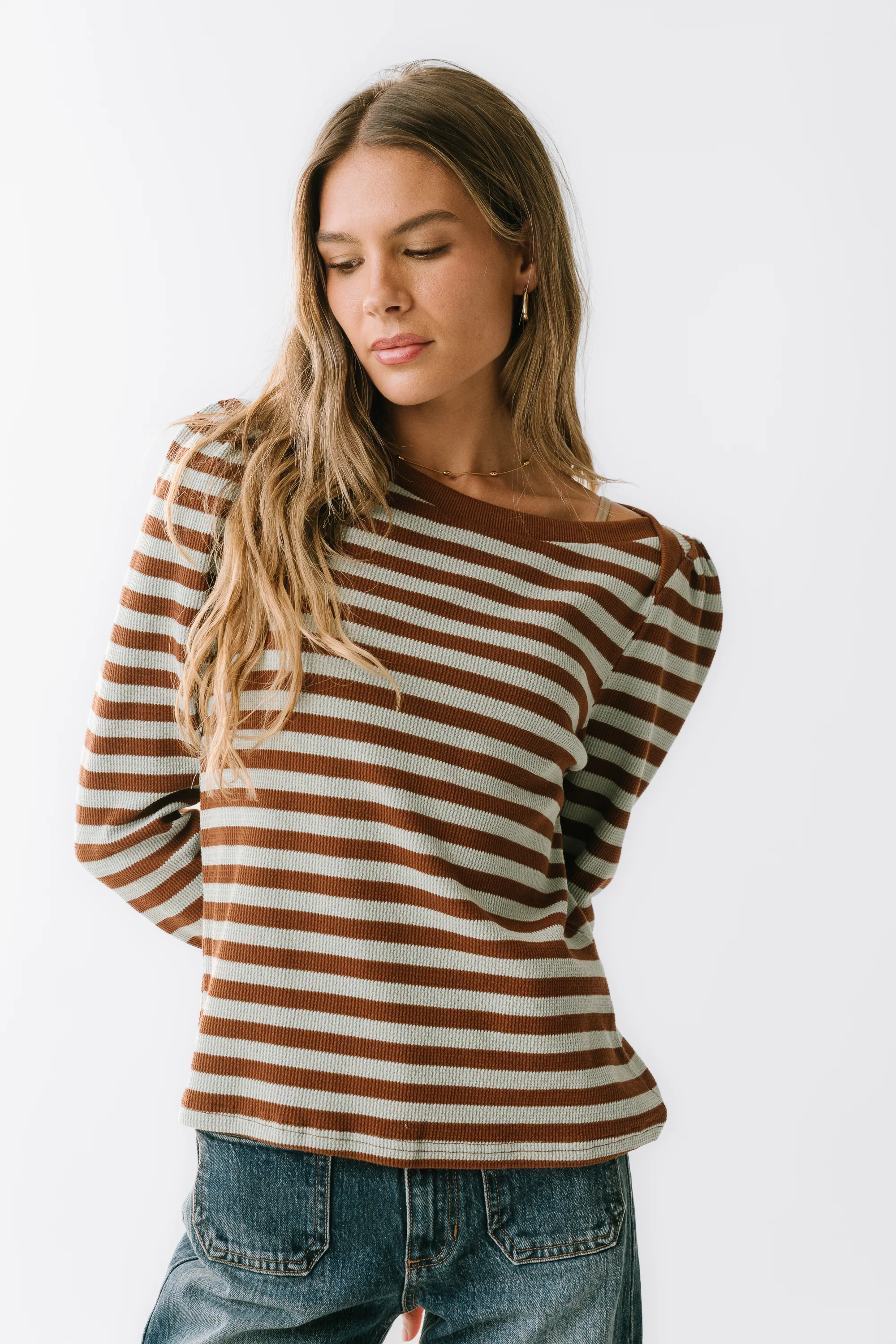 Kathy Waffle Knit Top in Brown - FINAL SALE - Image 5