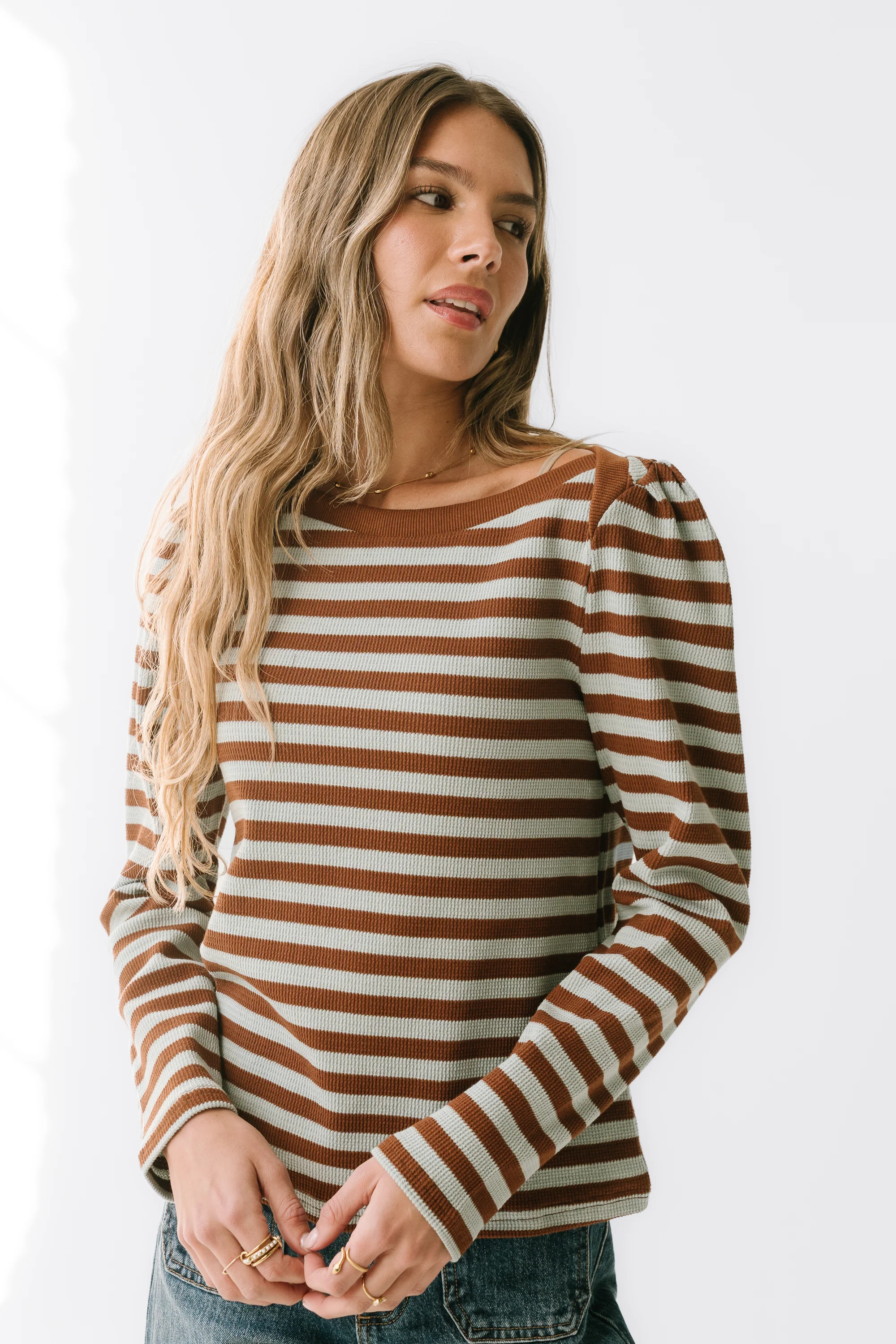 Kathy Waffle Knit Top in Brown - FINAL SALE - Image 8