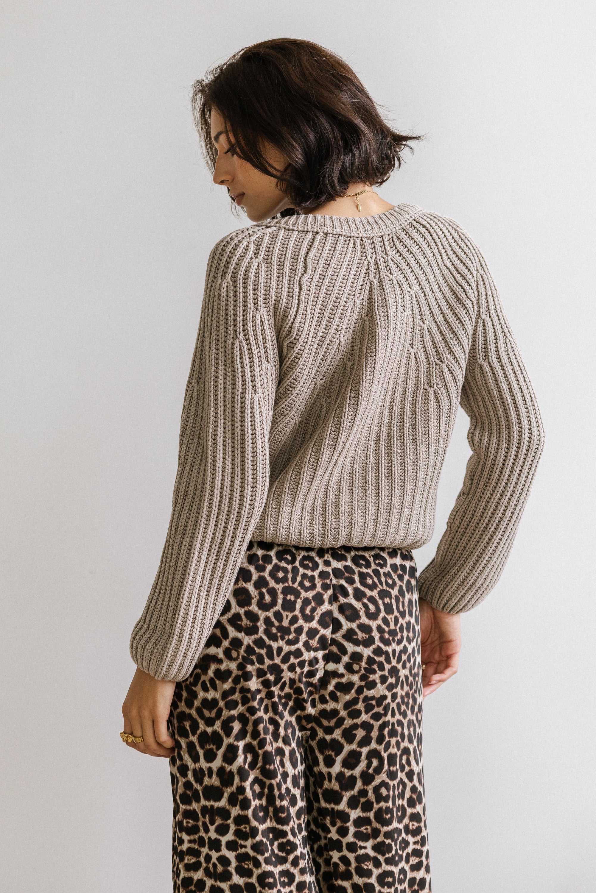Katie Knit Cardigan in Tan - FINAL SALE - Image 3