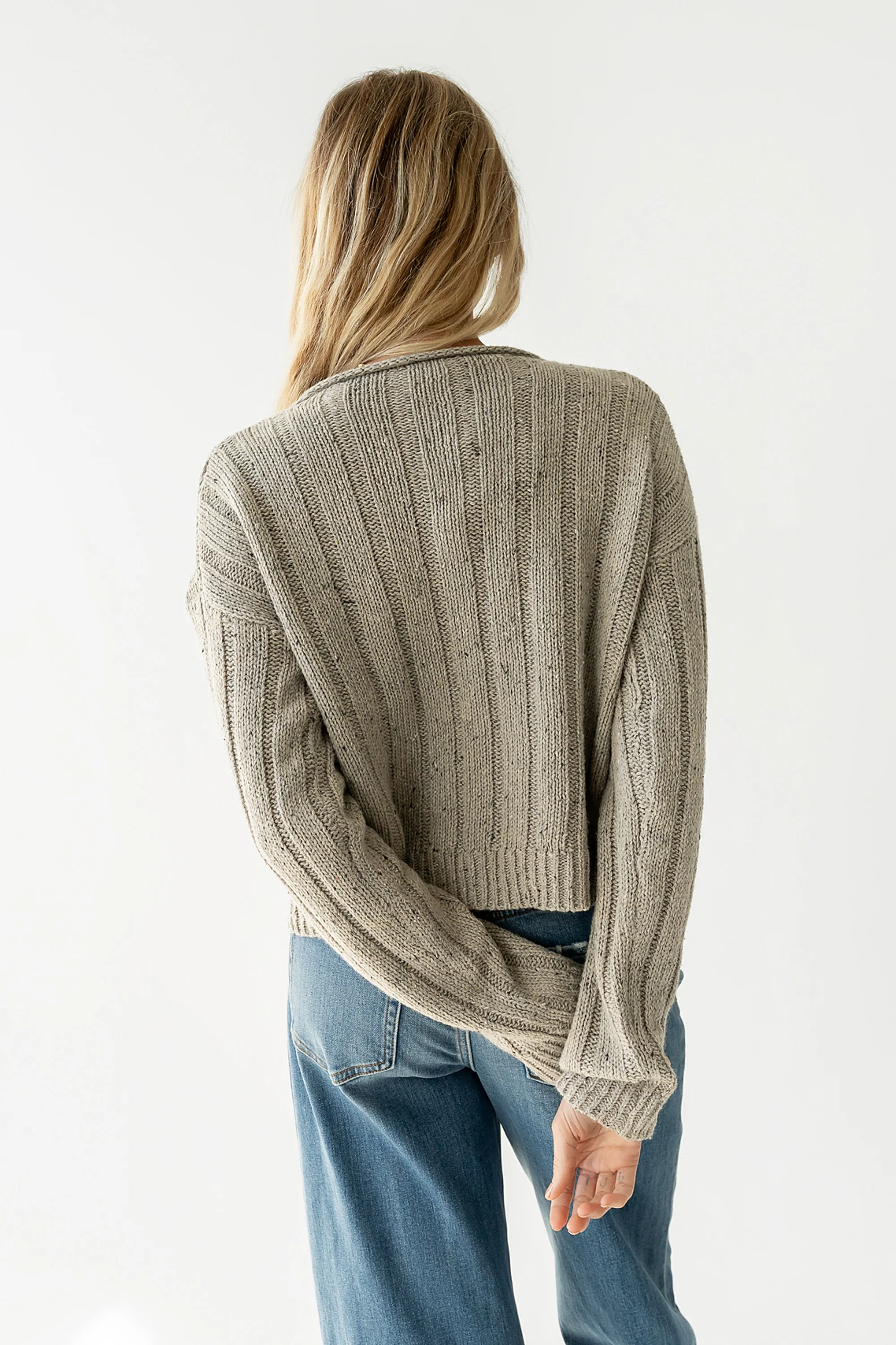Katira Button Up Sweater in Heather Grey - Image 5