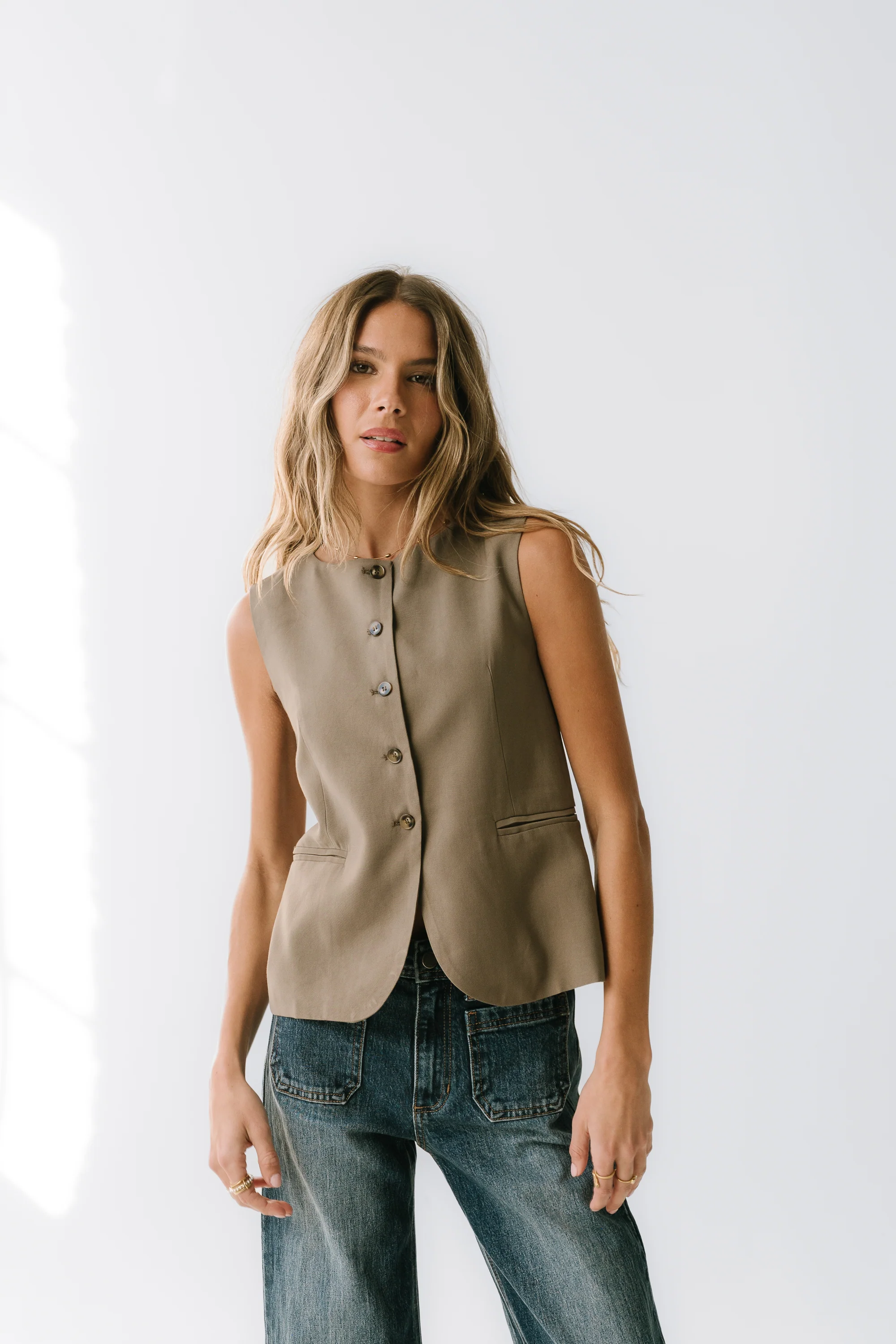Katy Button Up Vest - Image 9