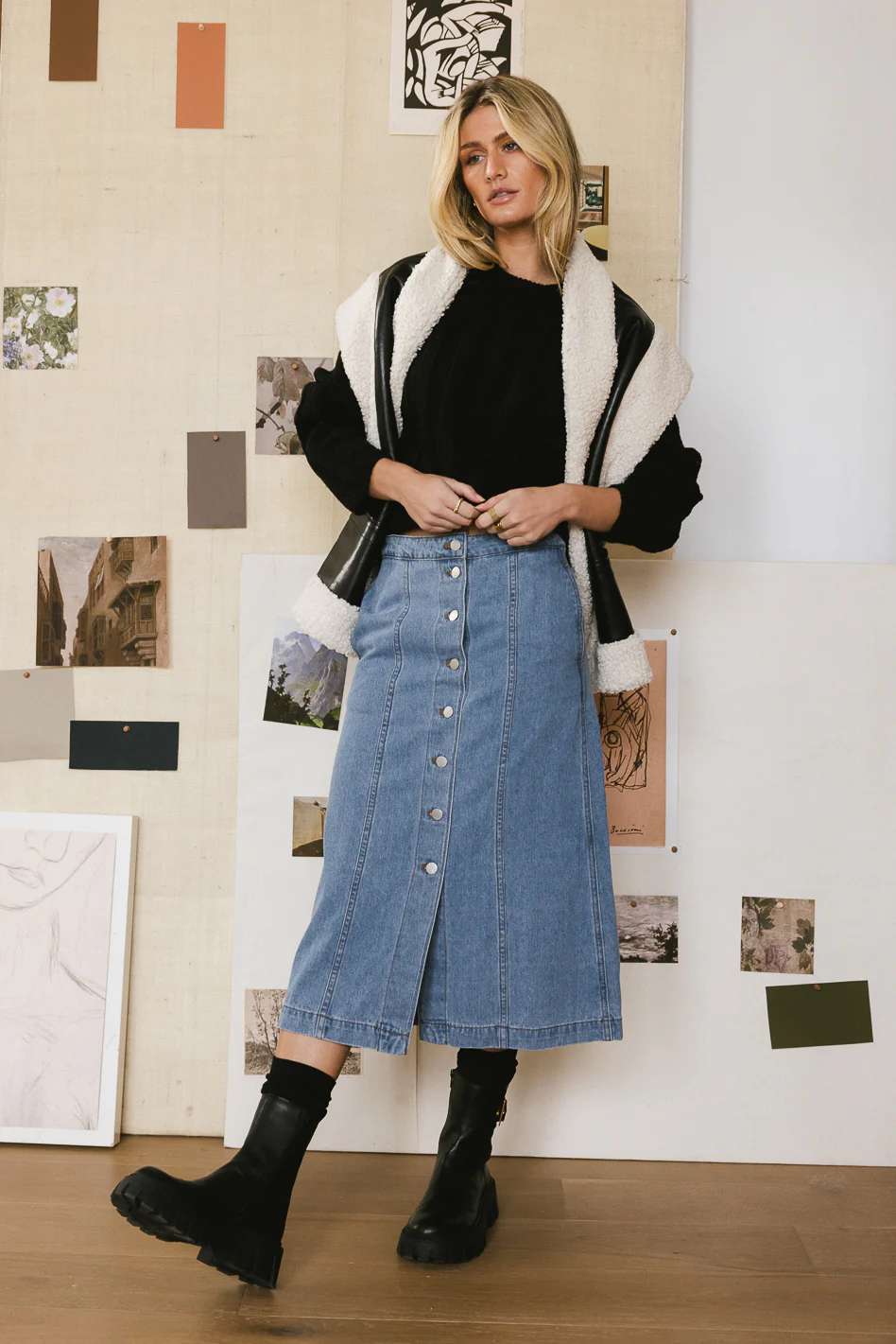 Kaylee Button Denim Skirt - FINAL SALE - Image 4