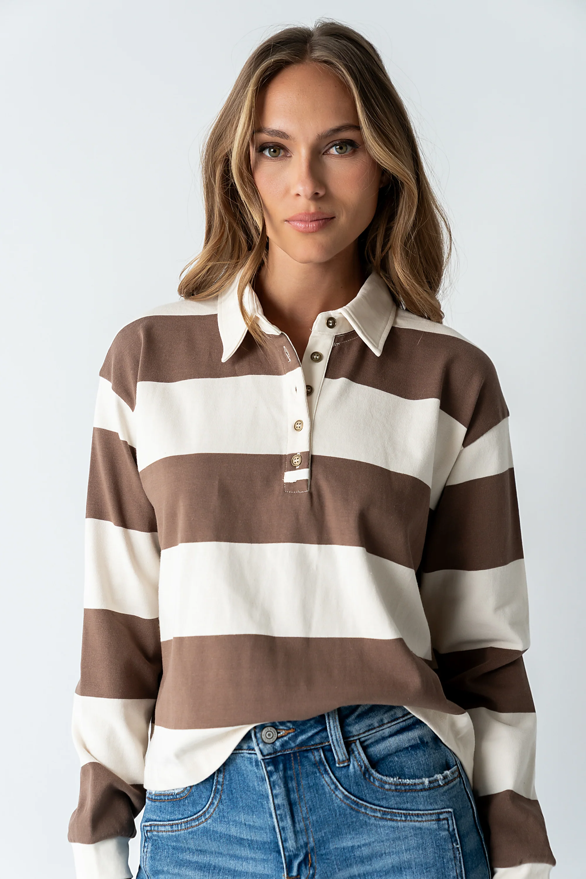 Kaysen Striped Top in Taupe - FINAL SALE - Image 4