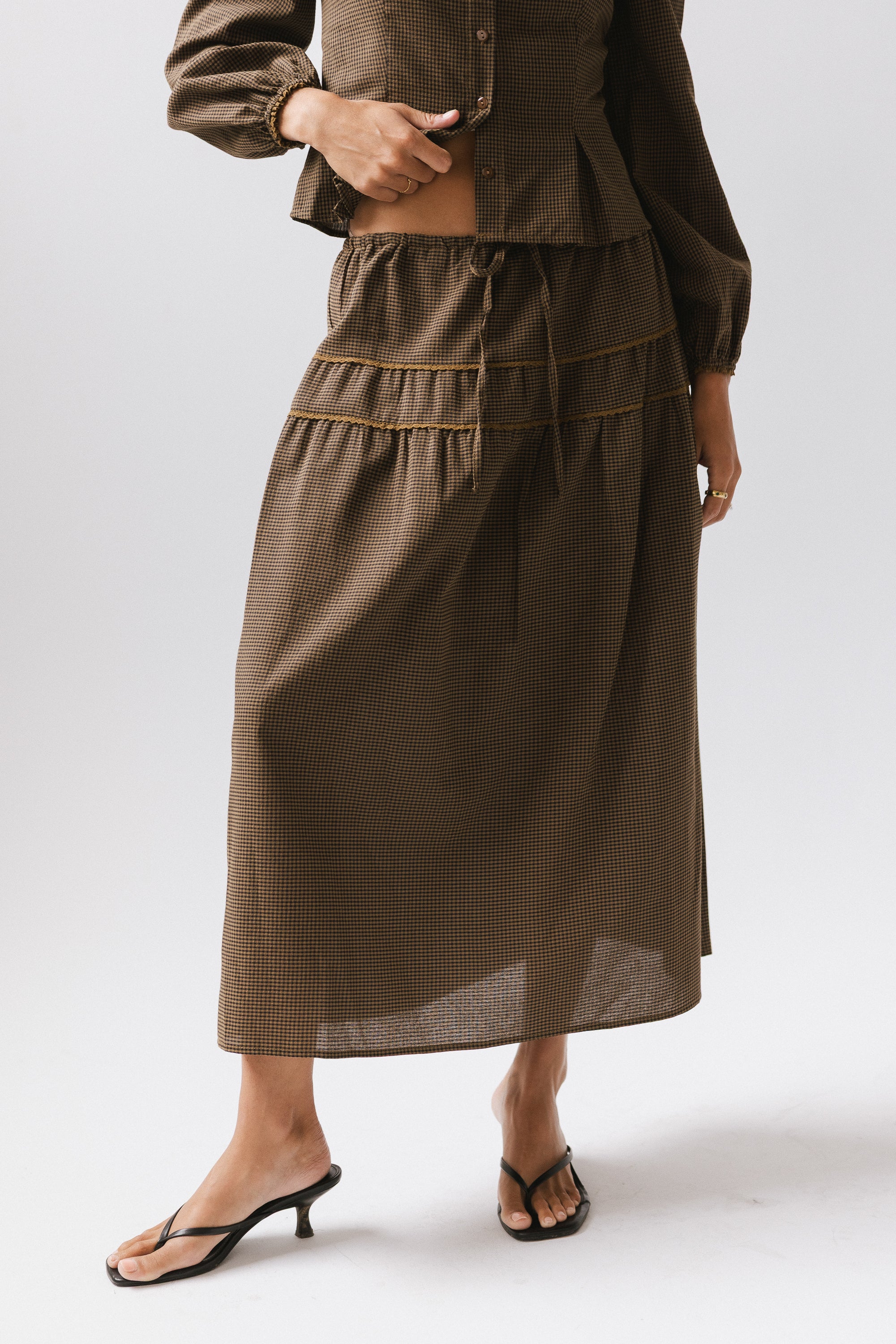 Keira Gingham Midi Skirt - FINAL SALE - Image 4