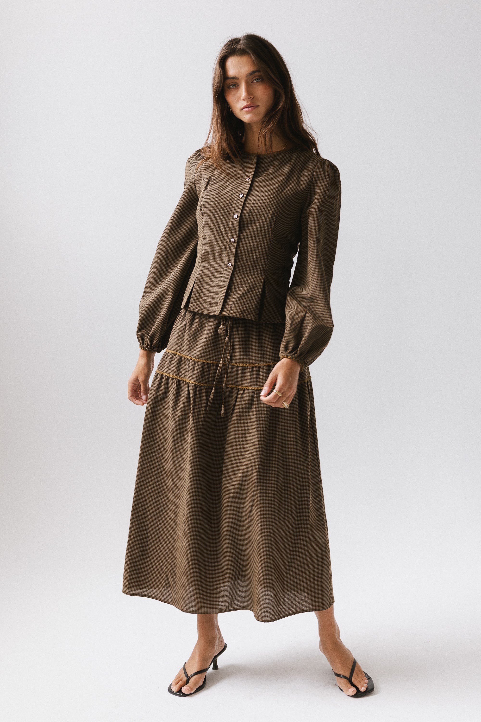 Keira Gingham Midi Skirt - FINAL SALE - Image 5