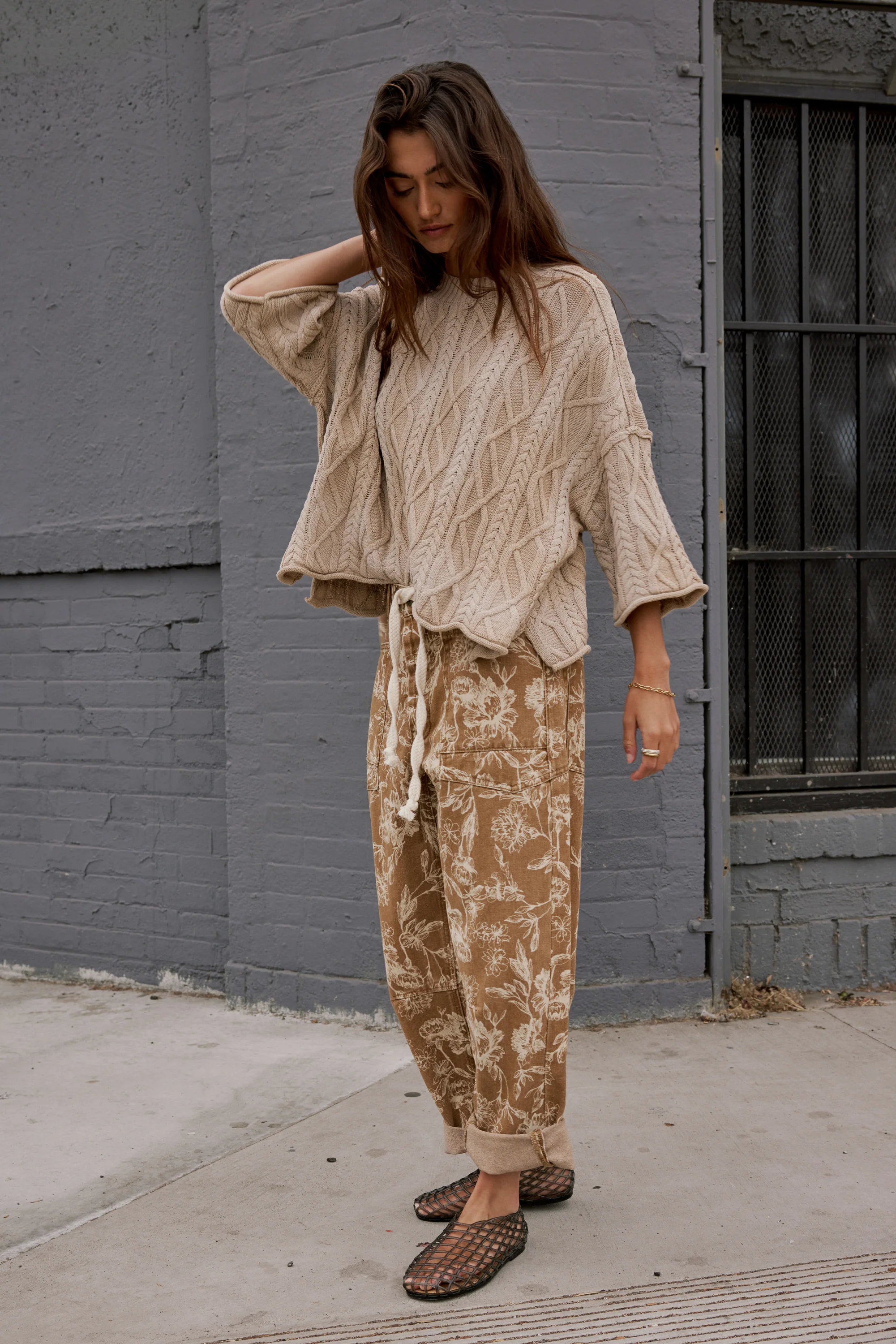 Kellie Floral Barrel Jeans in Camel - FINAL SALE - Image 6