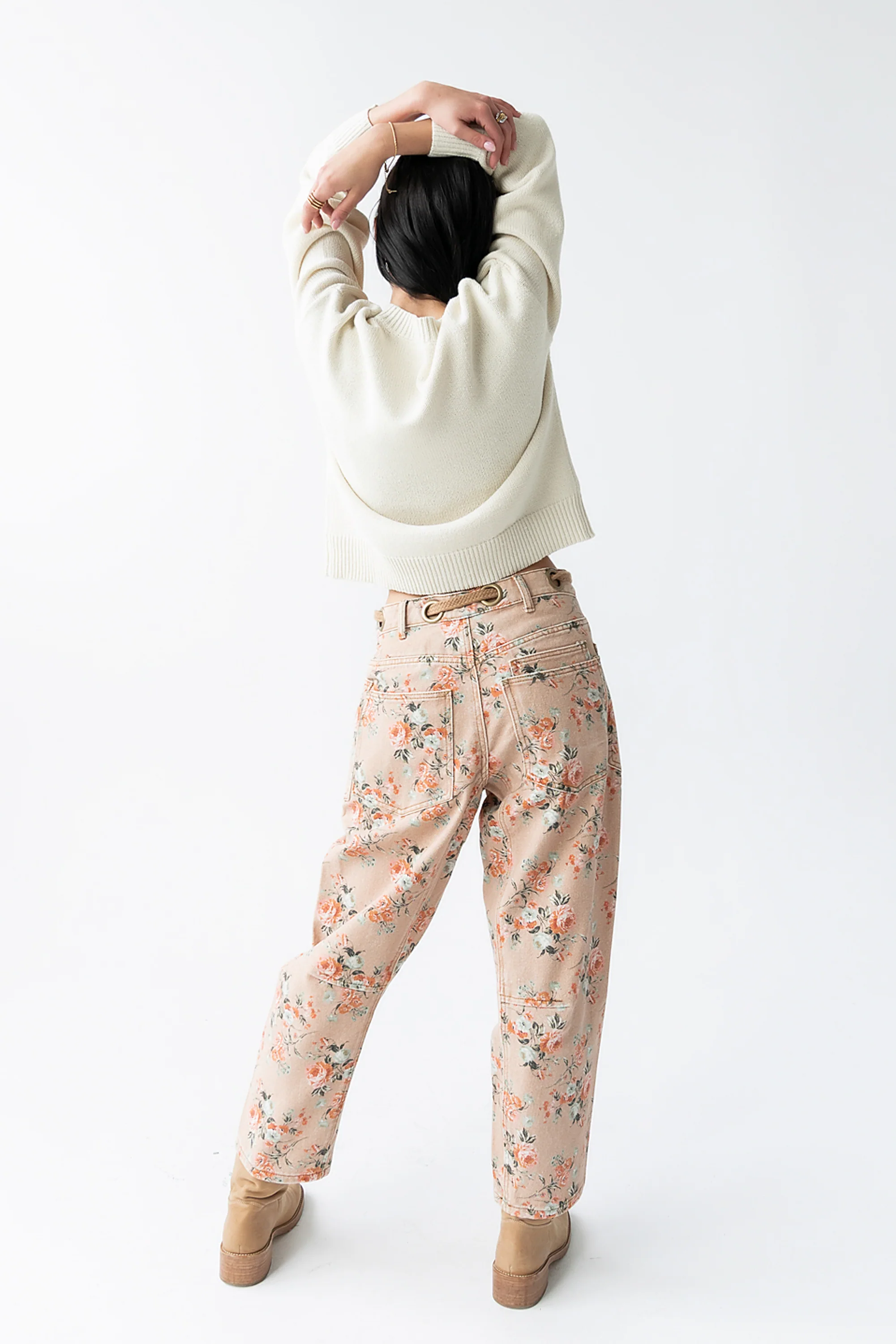 Kellie Floral Barrel Jeans in Vintage Ginger - Image 4