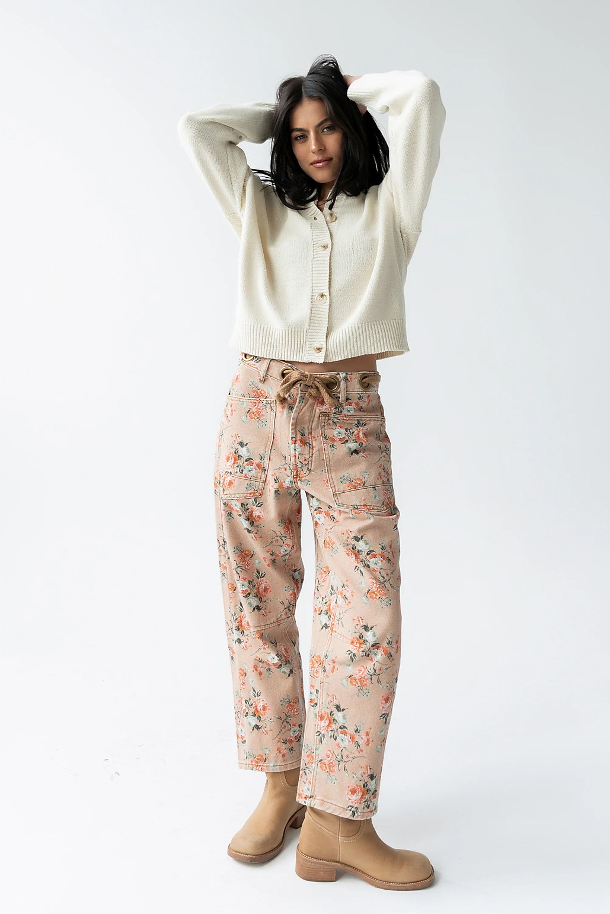 Kellie Floral Barrel Jeans in Vintage Ginger - Image 7