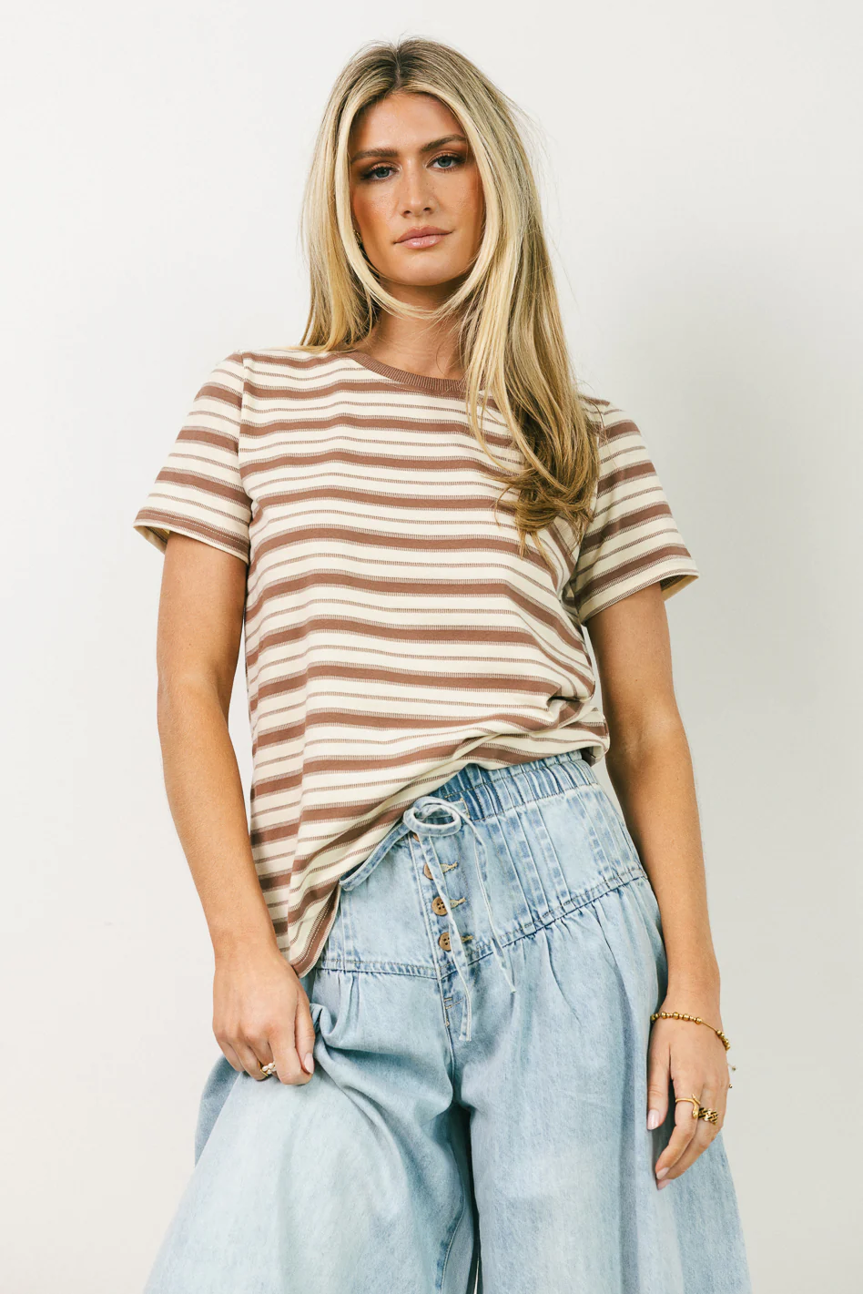Kelly Striped Tee in Taupe - FINAL SALE - Image 4