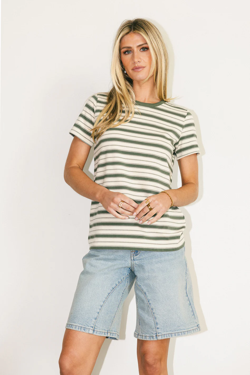 Kelly Striped Tee in Jade - FINAL SALE - Image 5