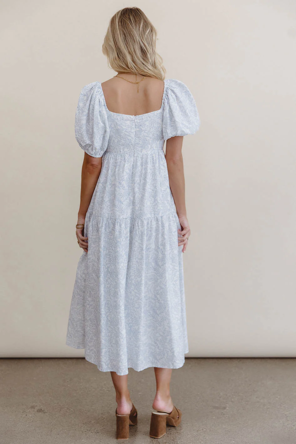 Kelsie Floral Midi Dress in Blue - FINAL SALE - Image 6