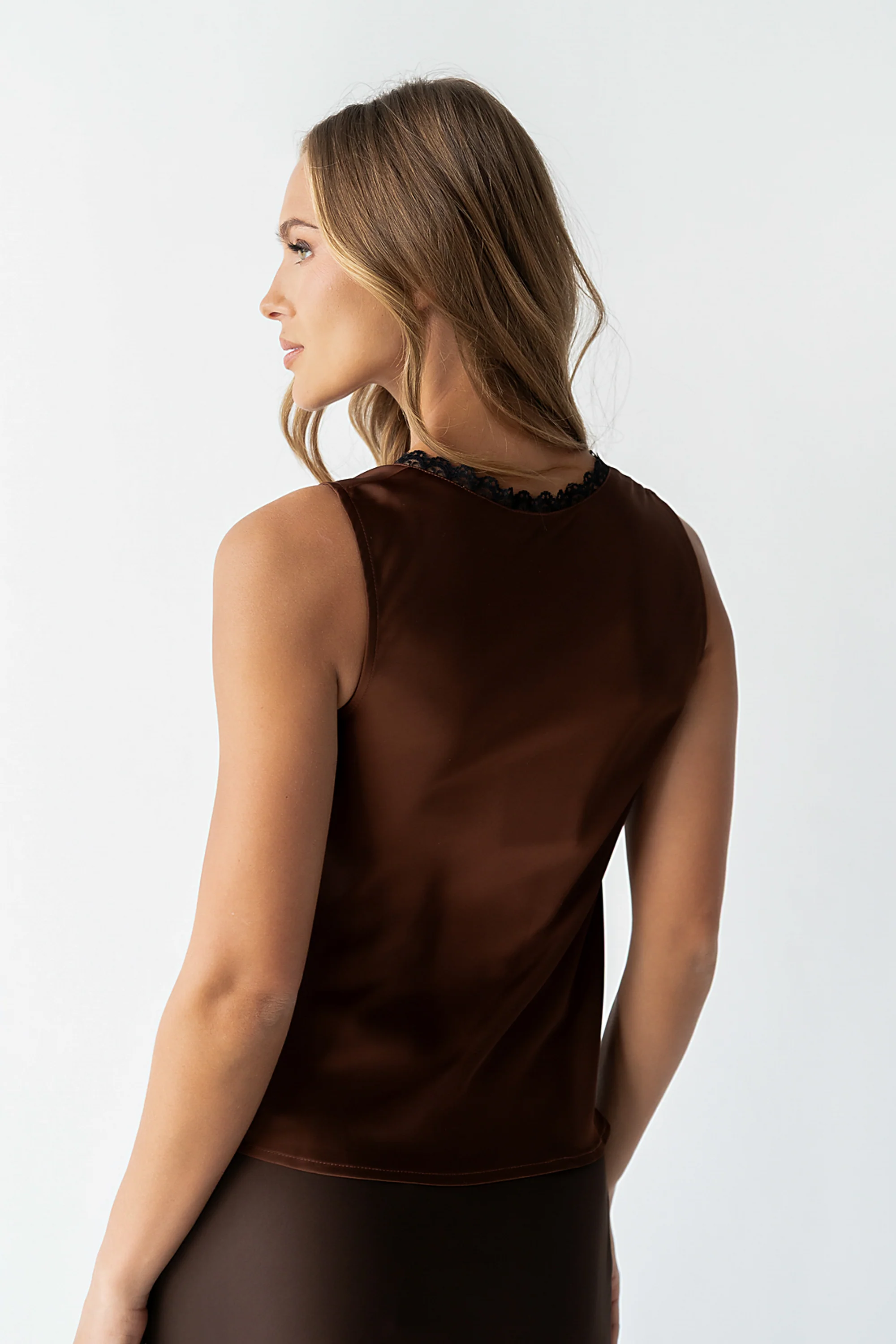 Kendall Satin Top in Brown - Image 4