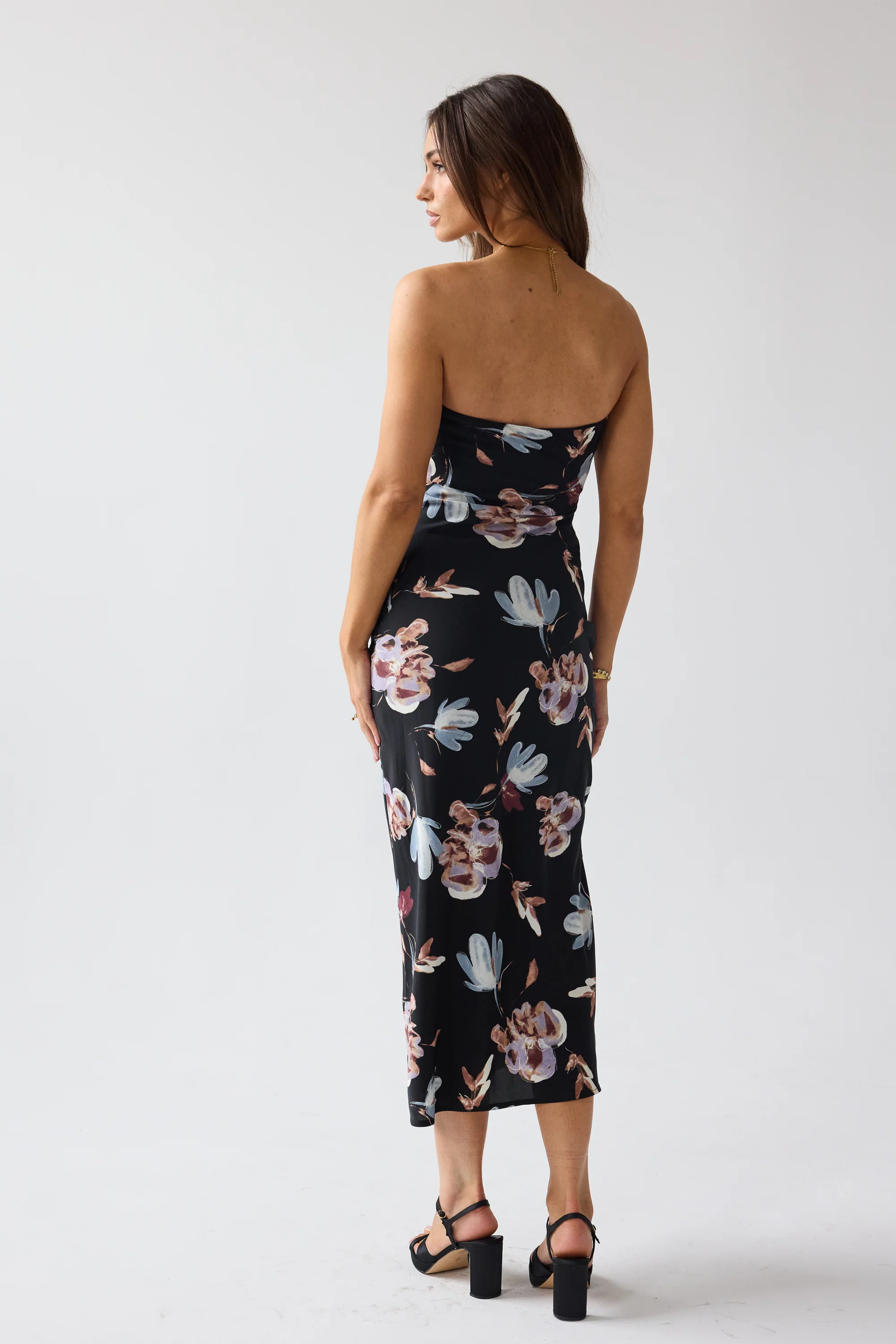 Kendall Strapless Midi Dress in Black - Image 5