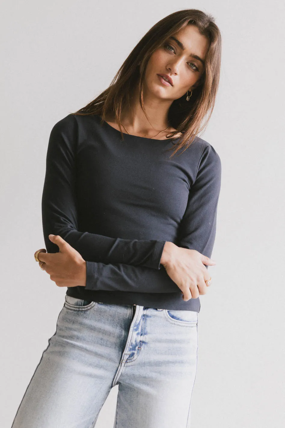 Kendra Basic Top in Charcoal - FINAL SALE - Image 2