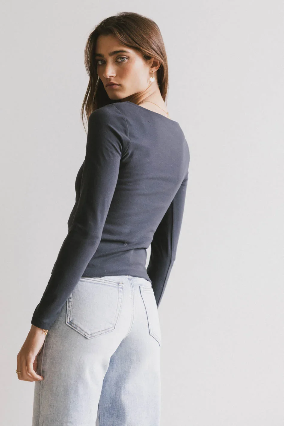 Kendra Basic Top in Charcoal - FINAL SALE - Image 3