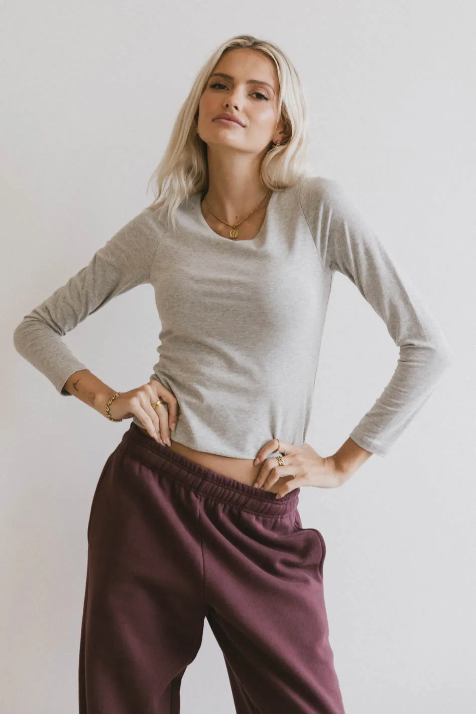 Kendra Basic Top in Heather Grey - FINAL SALE - Image 5